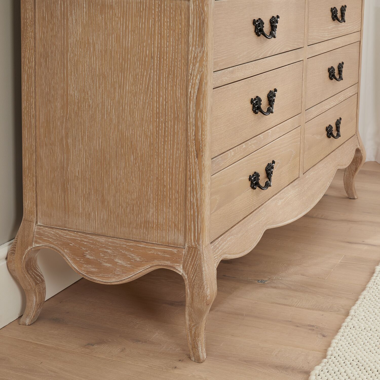 Lille French Limed Oak 6 Drawer Wide Chest - Image 6
