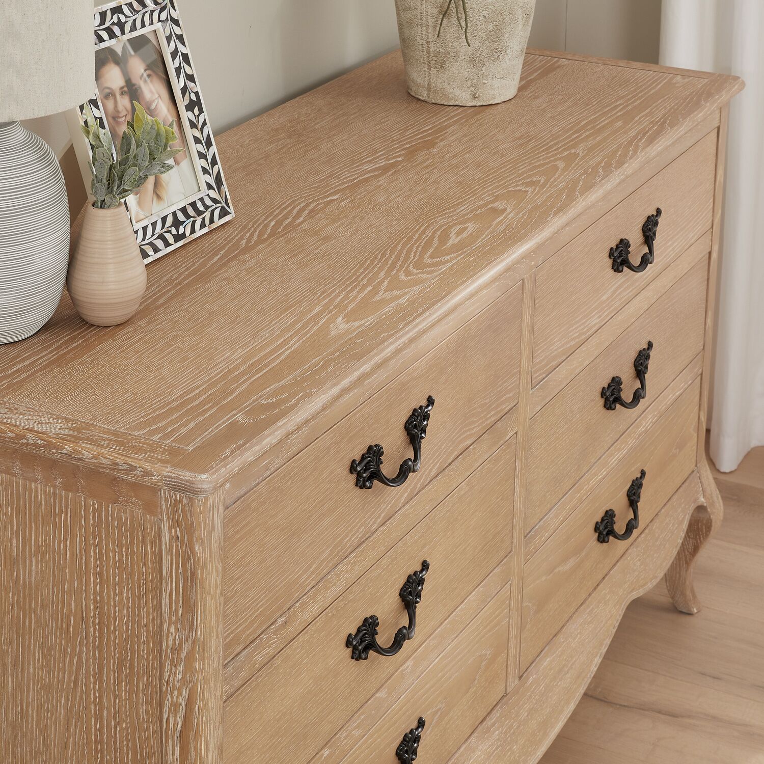 Lille French Limed Oak 6 Drawer Wide Chest - Image 7