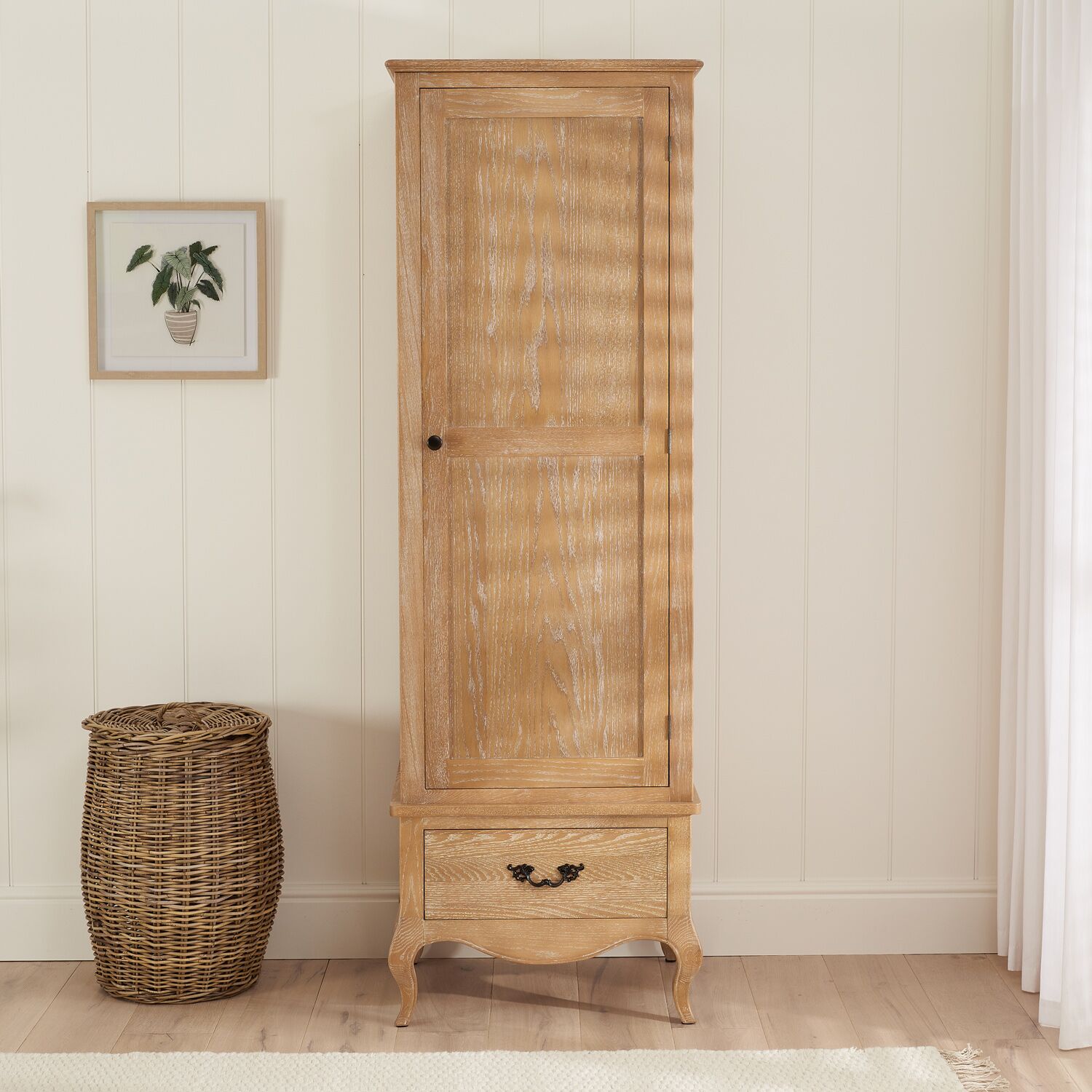 Lille French Limed Oak Single Wardrobe - Image 2