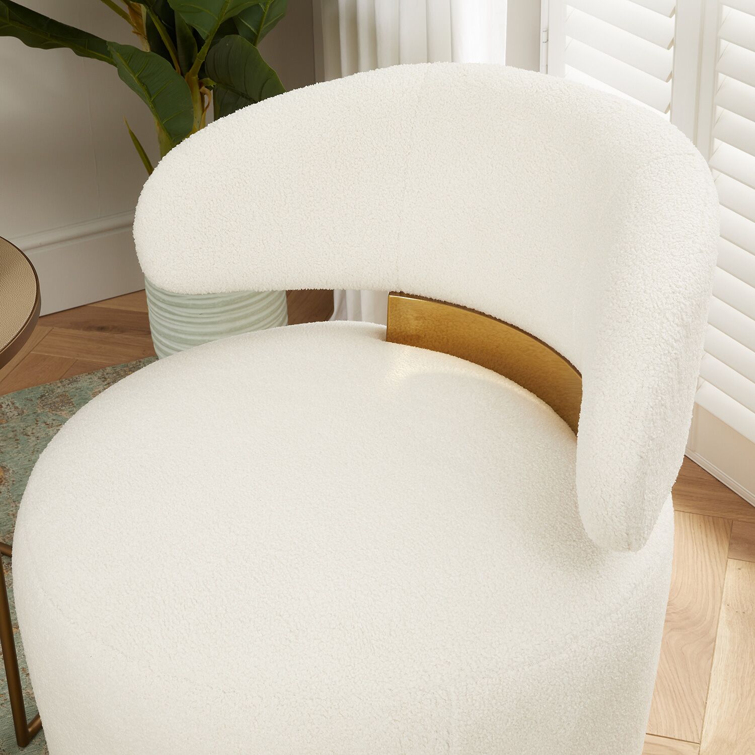 Cecilia Boucle Lounge Chair - Gold Base - Image 3