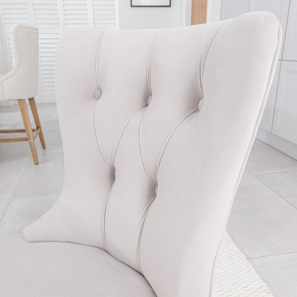 Burford Champagne Velvet Dining Chair | Solid Oak Legs - Image 5