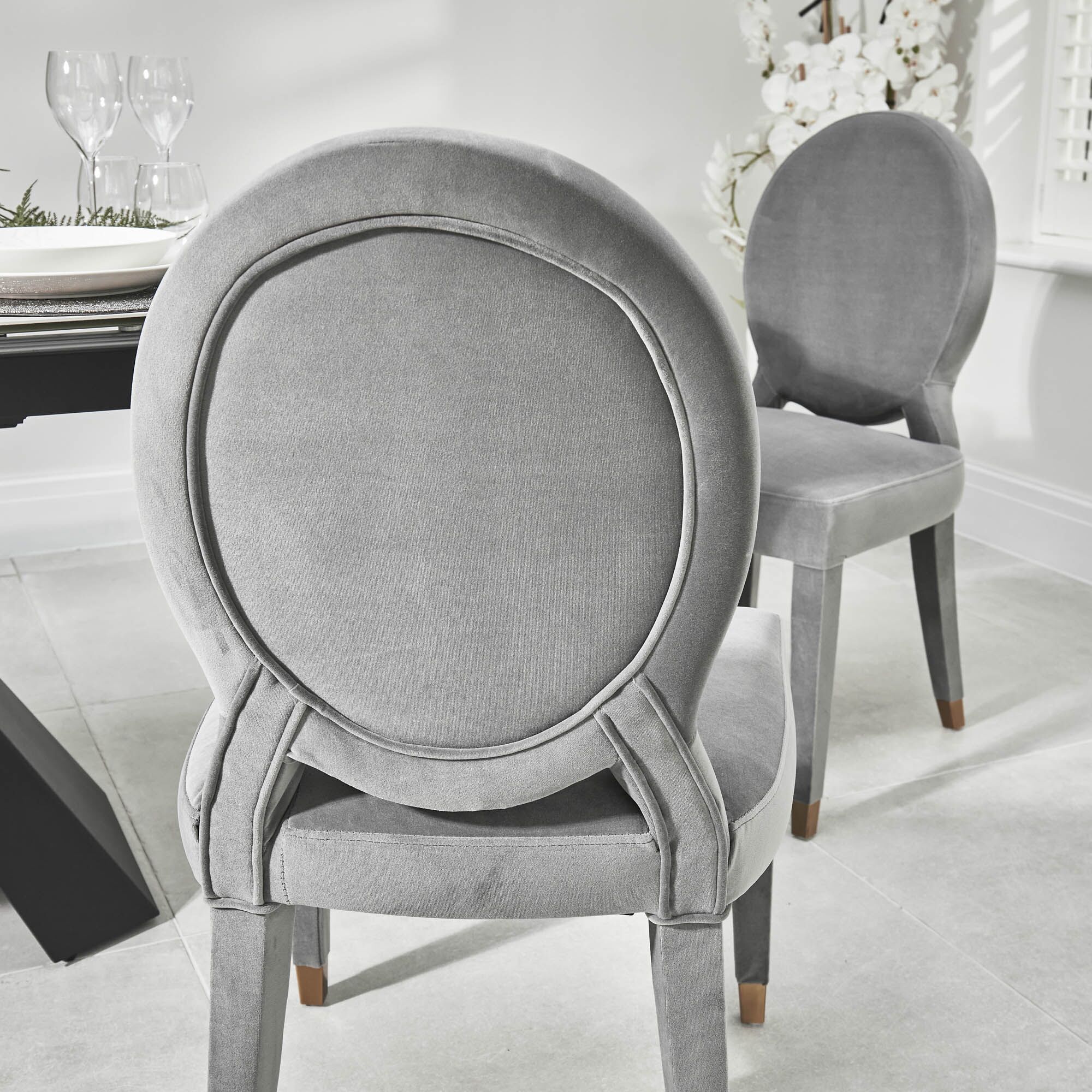 Victoria Upholstered Grey Velvet Dining Chair - Image 5