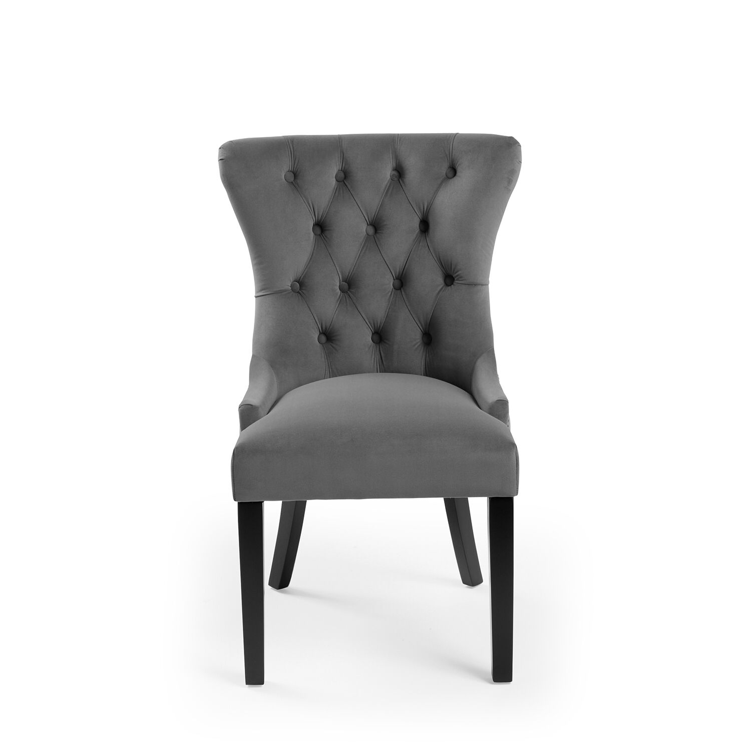 New Knightsbridge Grey Brushed Velvet Dining Chair - Black Studs - Image 5