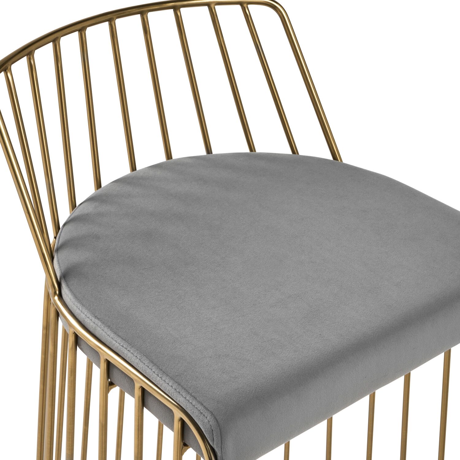 Claudia Grey Velvet Kitchen Barstool With a Gold Solid Frame - Image 8