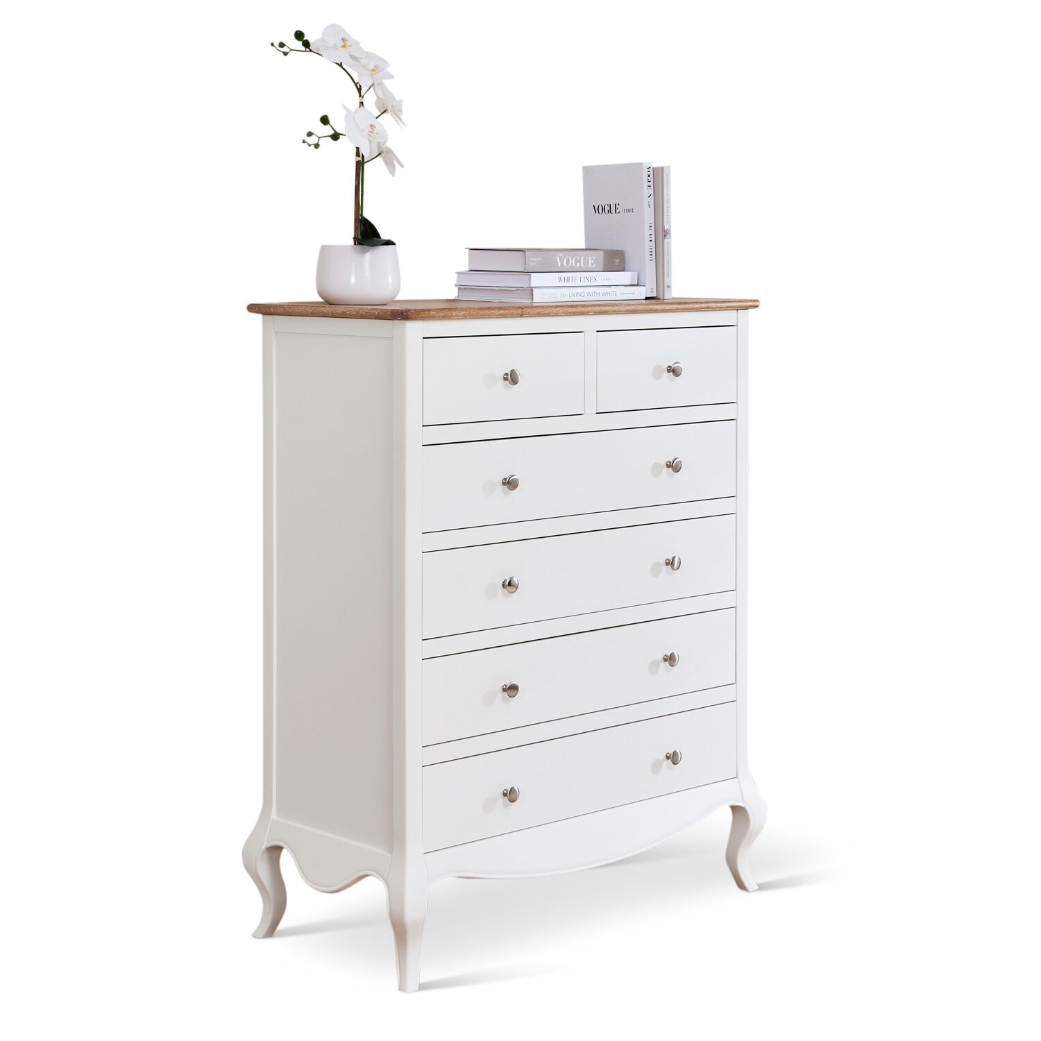 Lille French Chalk White 6 Drawer Tall Chest - Image 3