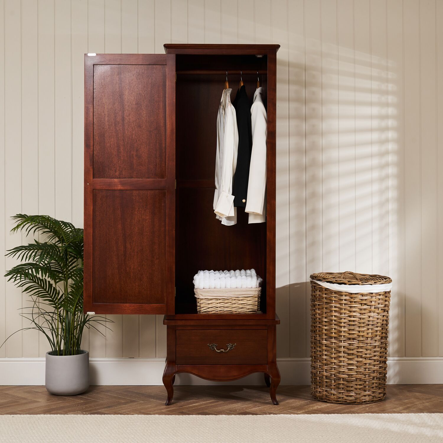 Lille Slim French Mahogany Single Wardrobe