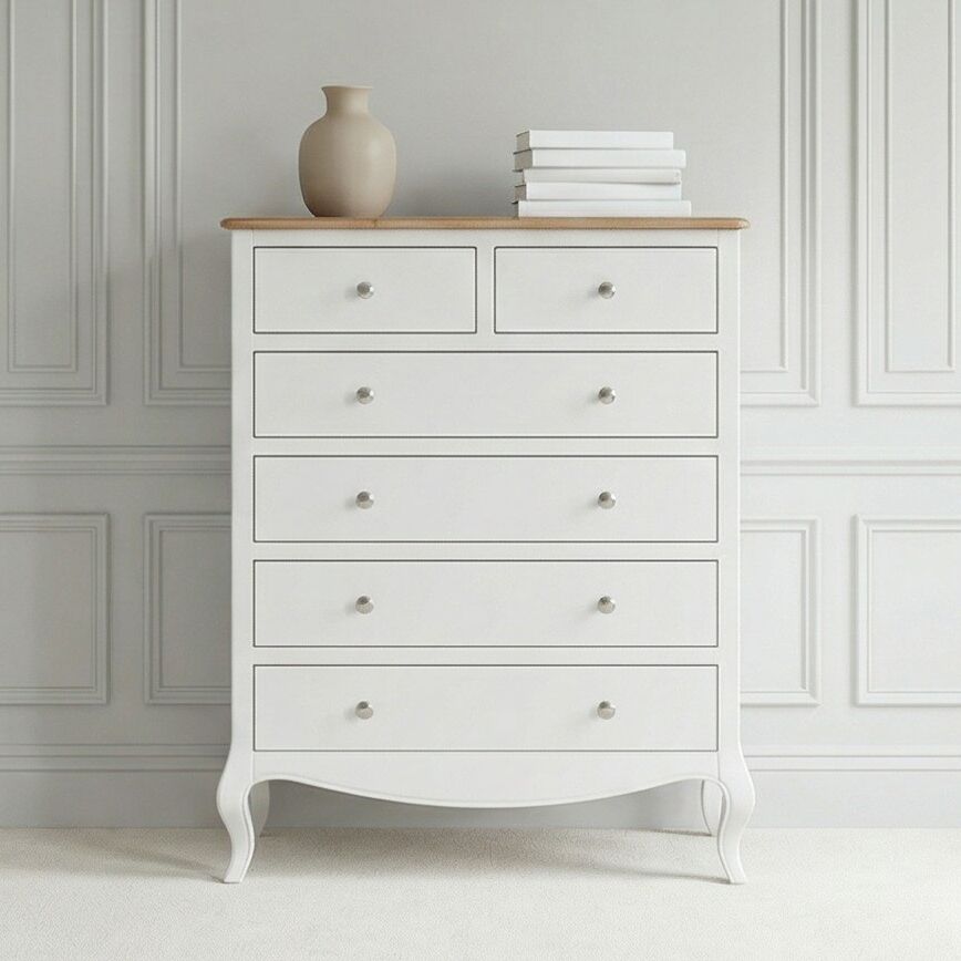 Lille French Chalk White 6 Drawer Tall Chest