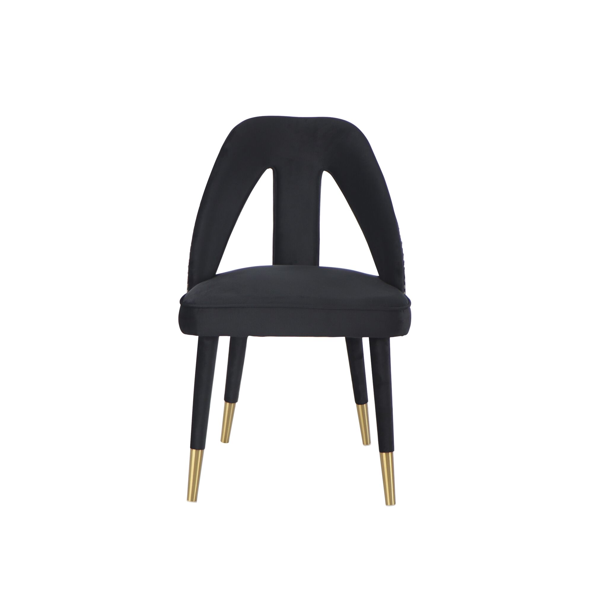 Alexandra Black Velvet Dining Chair - Gold Foot - Image 7