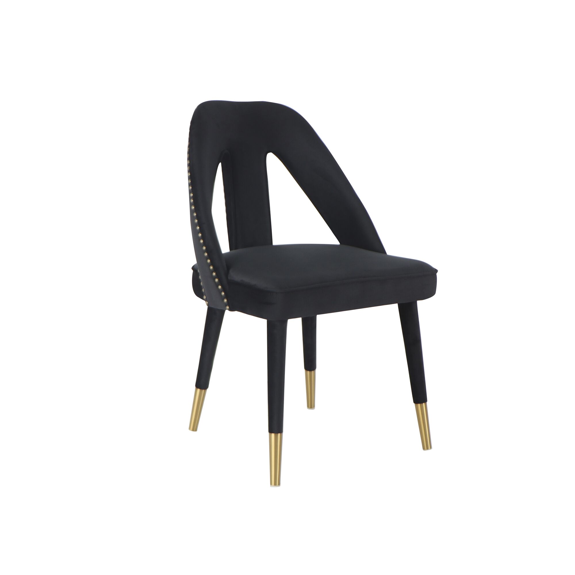 Alexandra Black Velvet Dining Chair - Gold Foot - Image 5