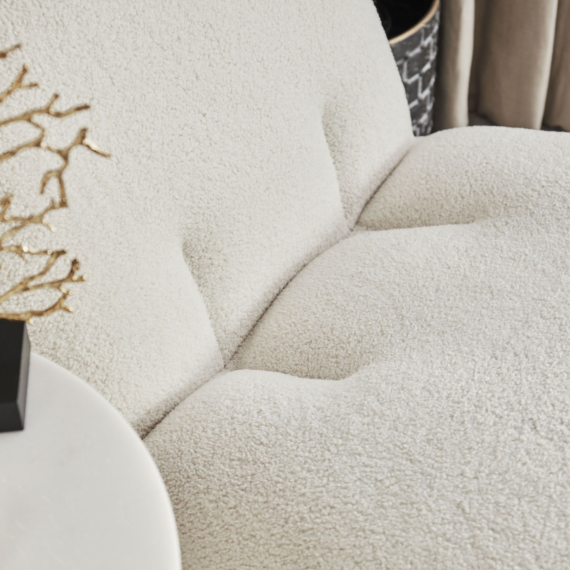 Boucle Cloud Pacha Lounge Chair - Gold Base - Image 4