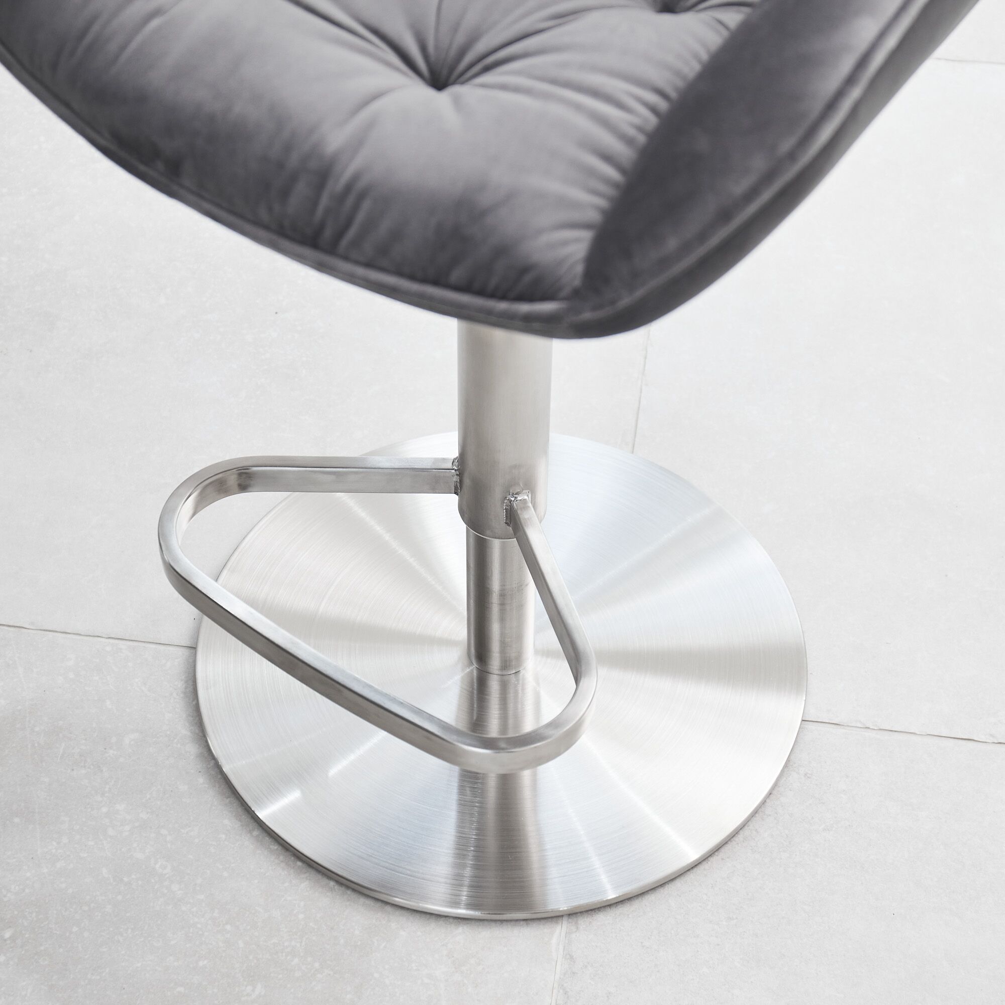 Seattle Swivel Grey Velvet Gas Lift Bar Stool - Image 7