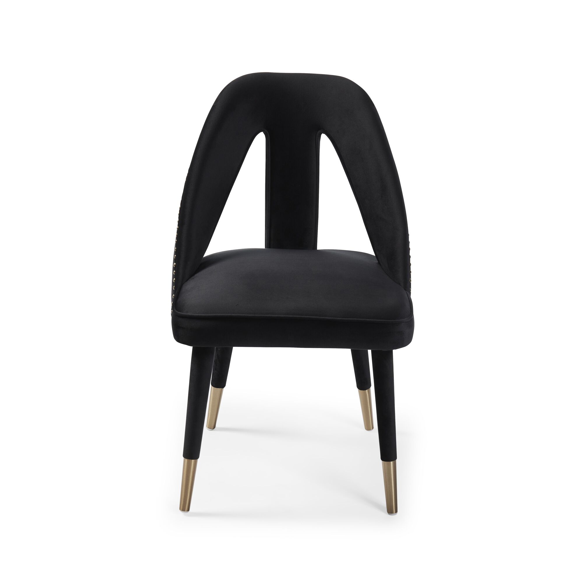 Alexandra Black Velvet Dining Chair - Gold Foot - Image 9