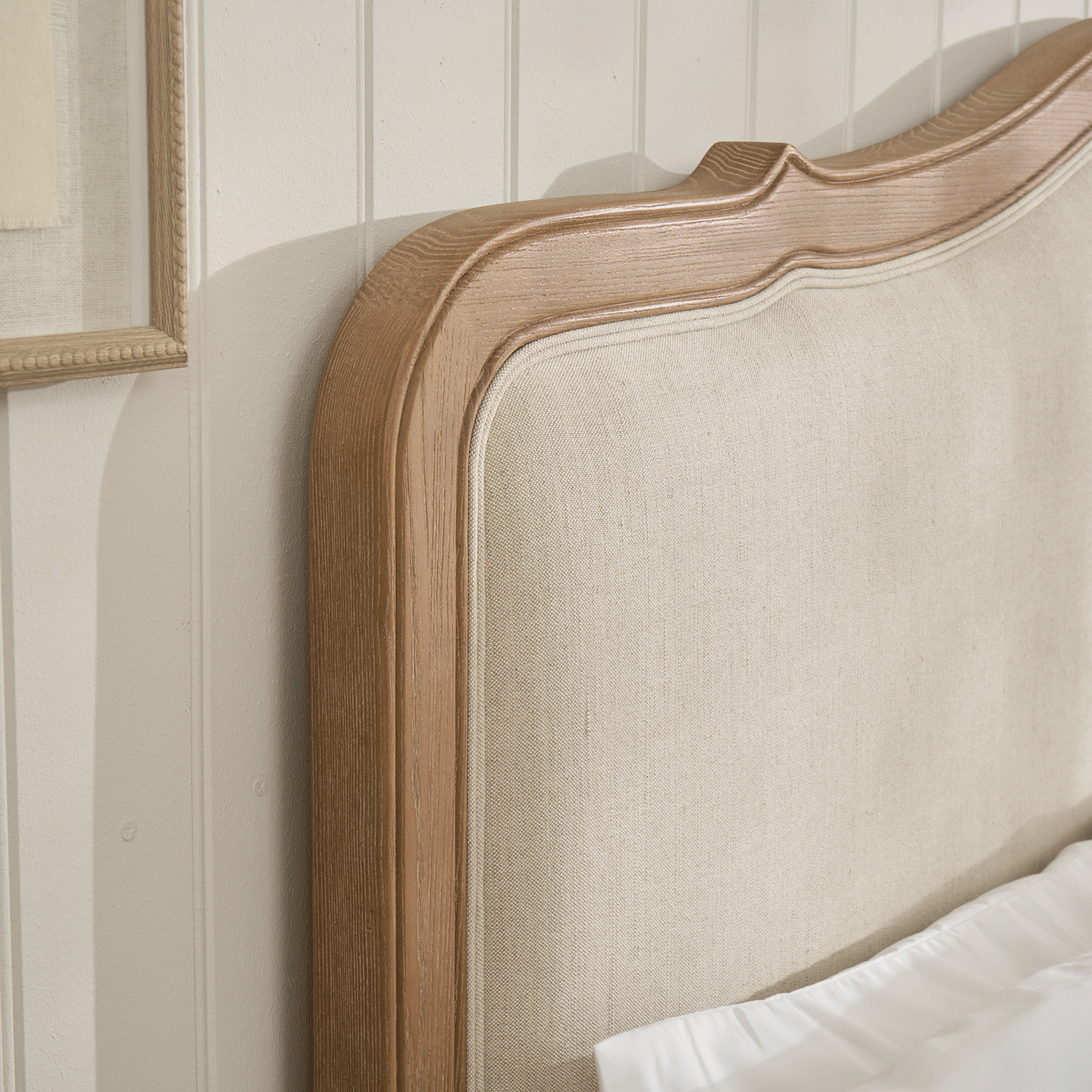 Eloise Limed Ash Upholstered Low Foot Board Bed - Double Size - Image 4