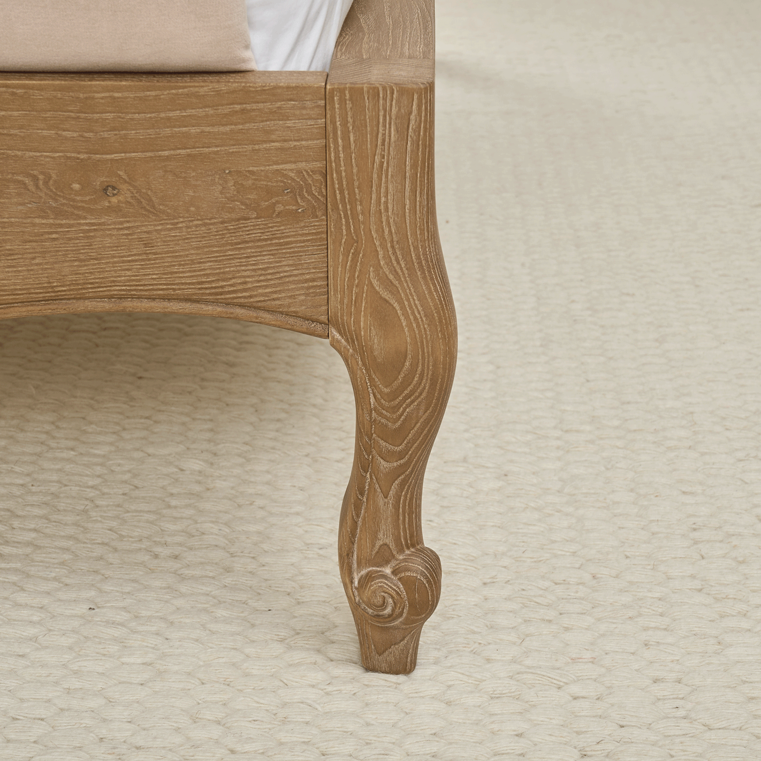 Eloise Limed Ash Upholstered Low Foot Board Bed - Double Size - Image 7