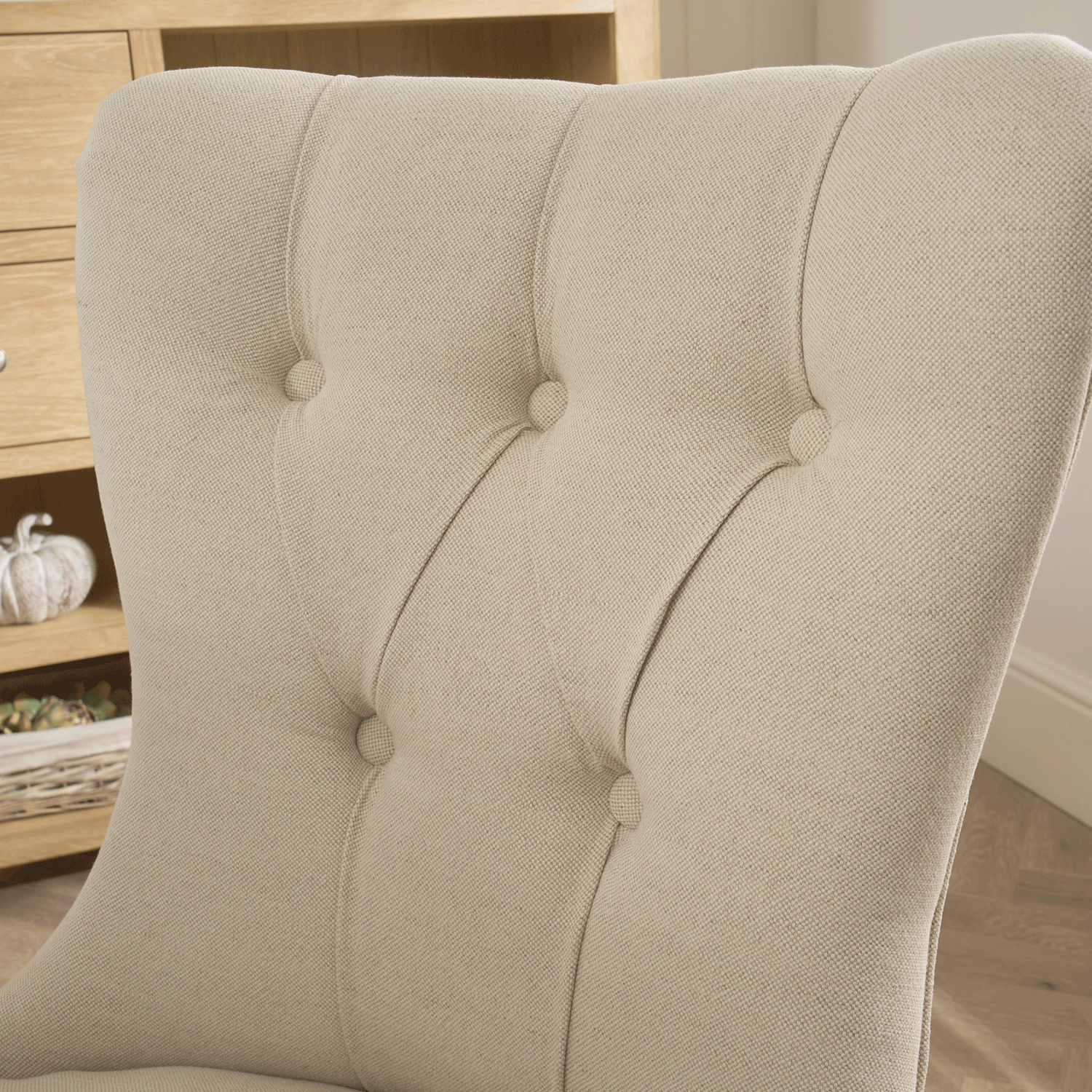 Burford Natural Linen Dining Chair | Oak Legs - Image 3