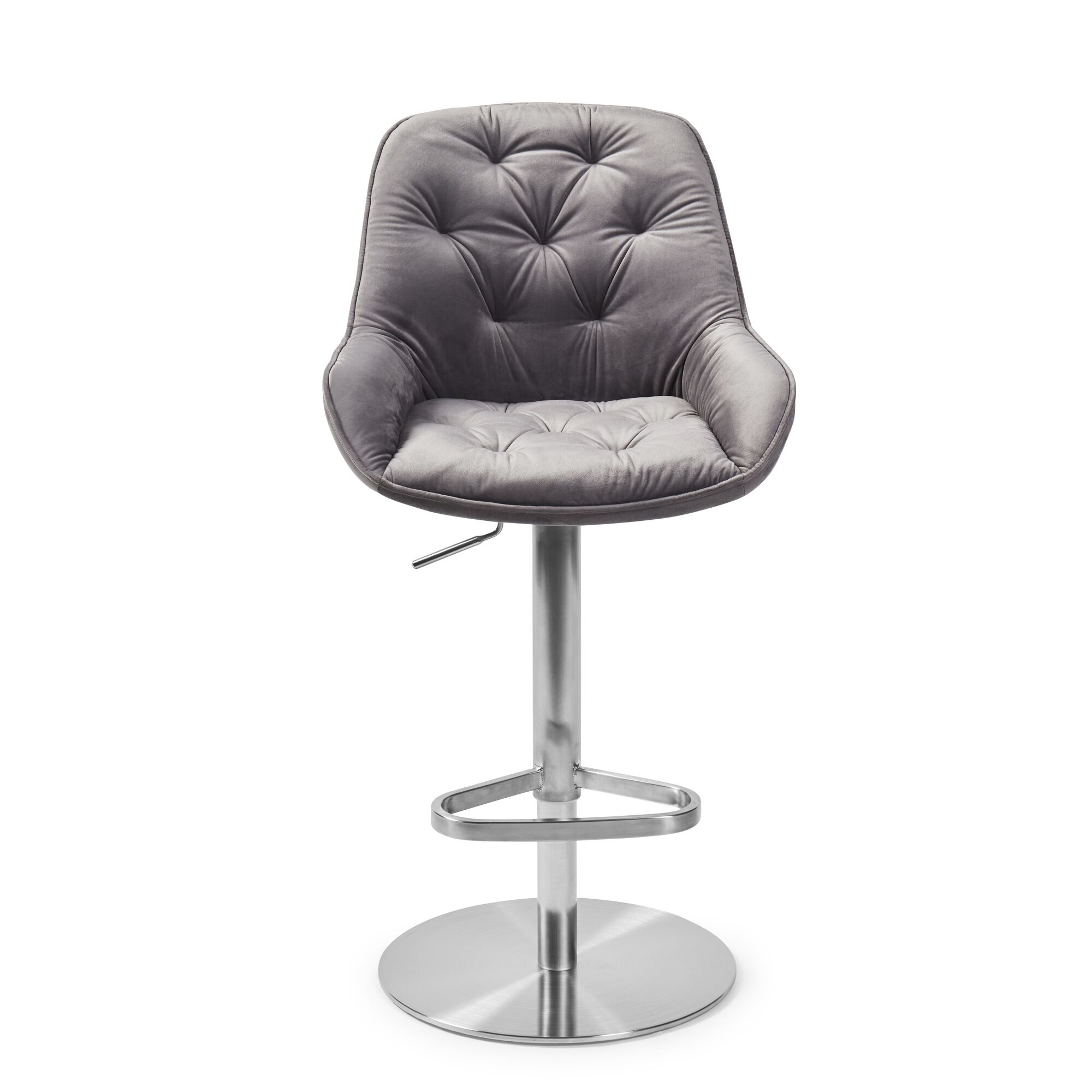 Seattle Swivel Grey Velvet Gas Lift Bar Stool - Image 9
