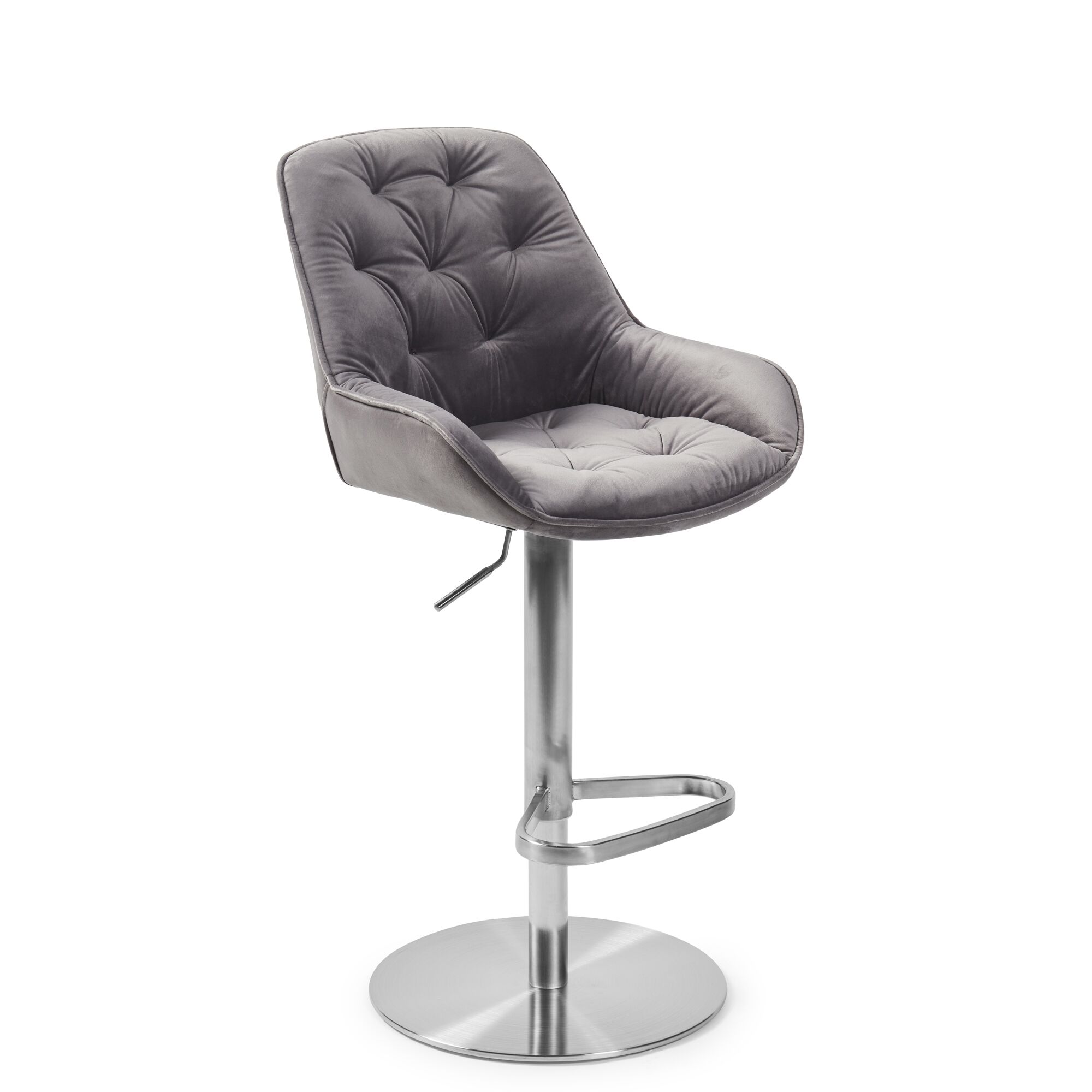 Seattle Swivel Grey Velvet Gas Lift Bar Stool - Image 8