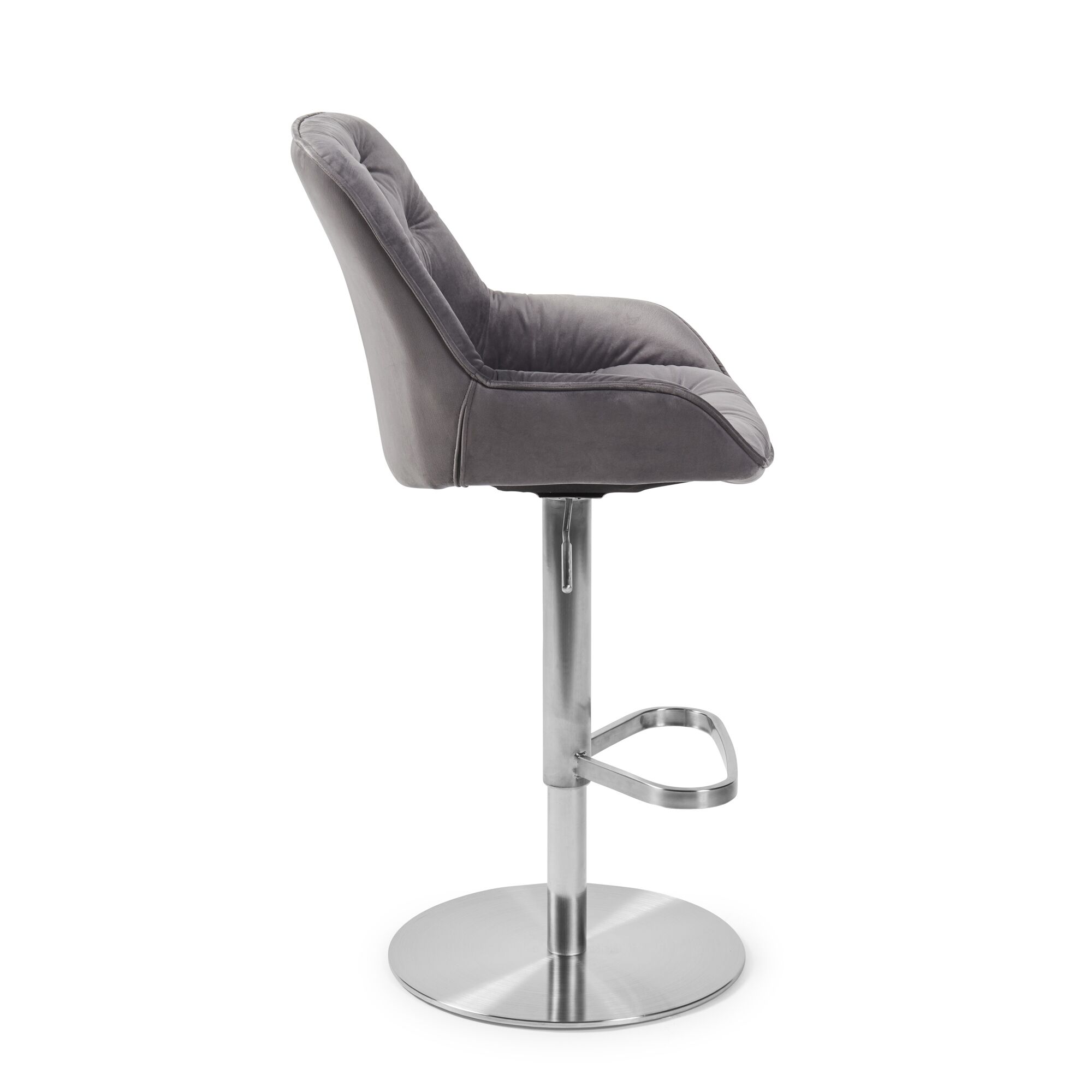 Seattle Swivel Grey Velvet Gas Lift Bar Stool - Image 10