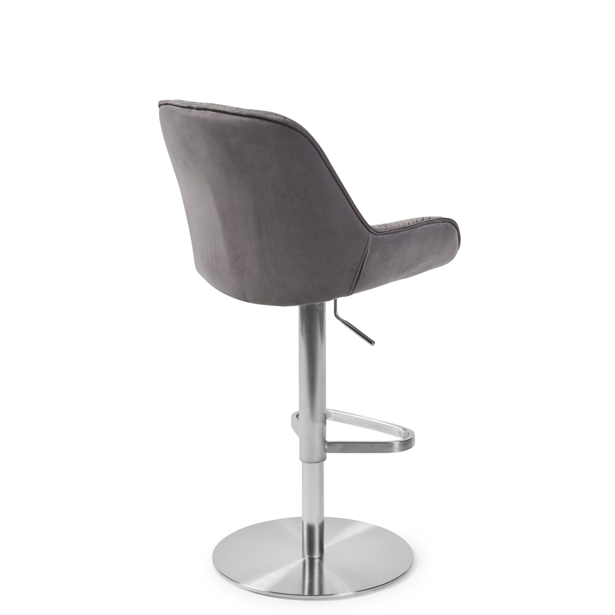 Seattle Swivel Grey Velvet Gas Lift Bar Stool - Image 12