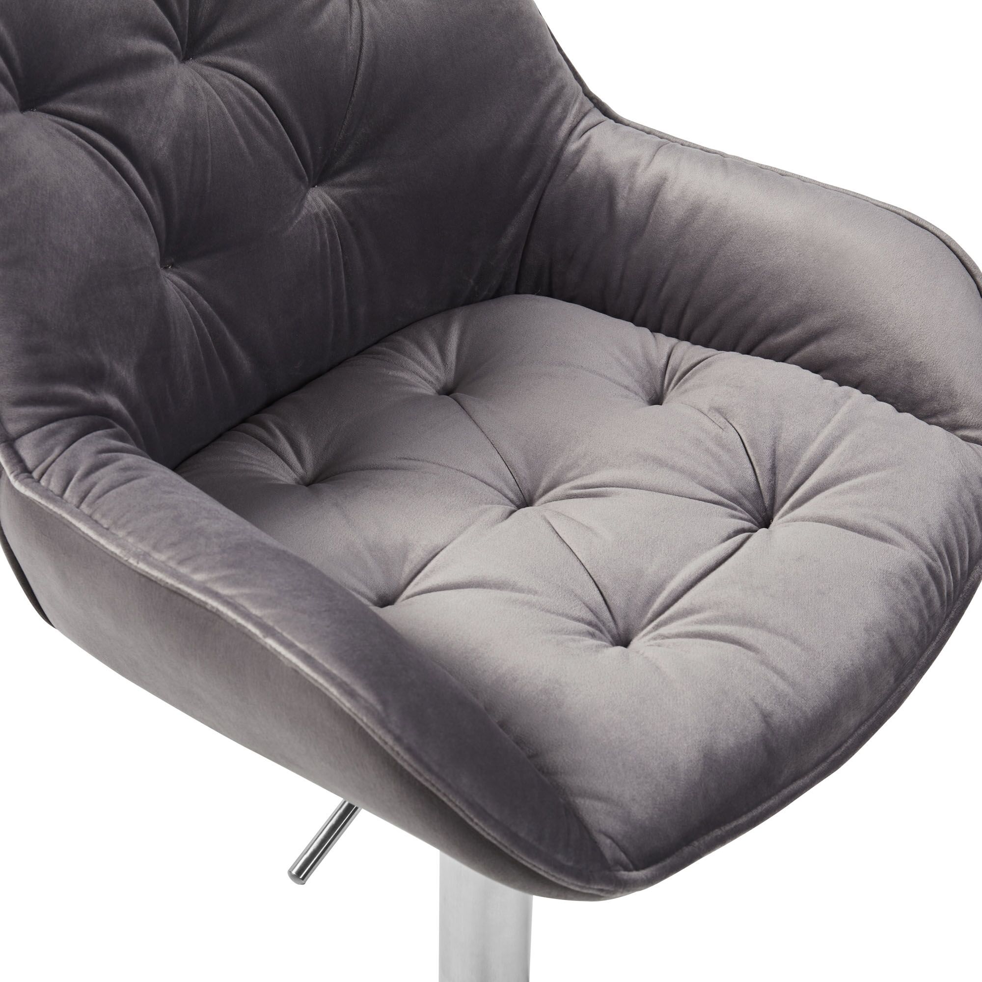 Seattle Swivel Grey Velvet Gas Lift Bar Stool - Image 16
