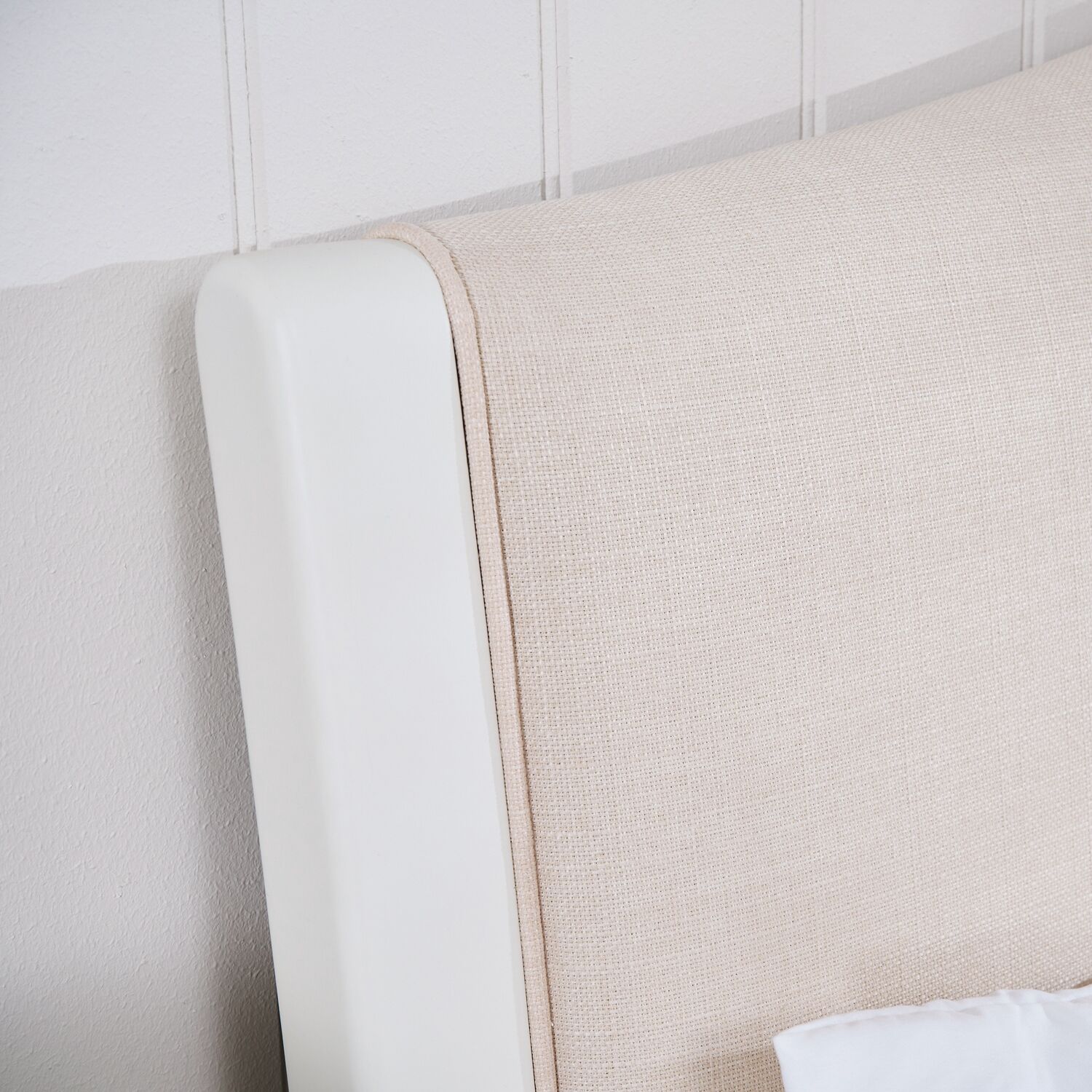 Lille French Chalk White Upholstered Low Foot Board Bed - King Size - Image 4