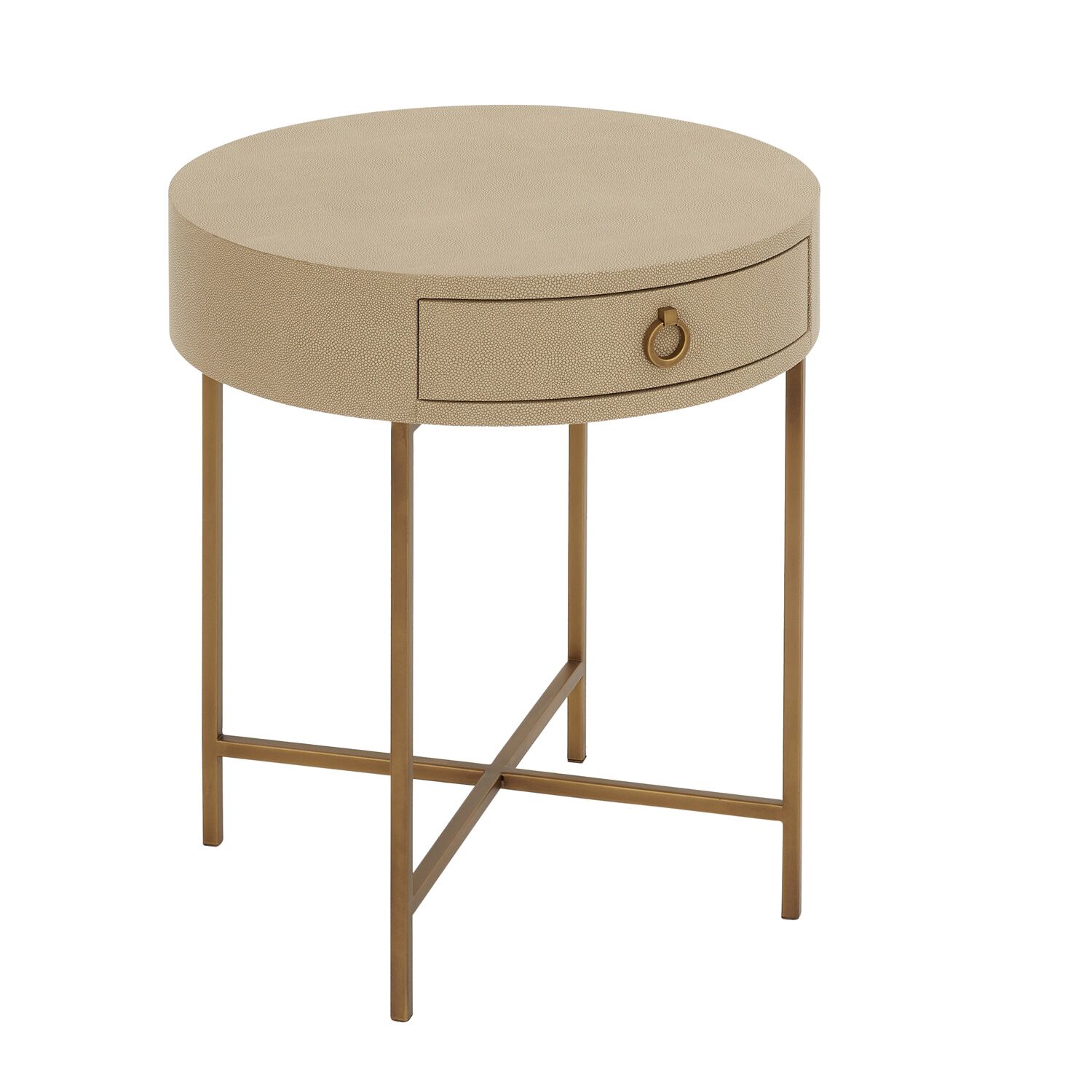 Richmond Circular Shagreen One Drawer Lamp Table - Image 6