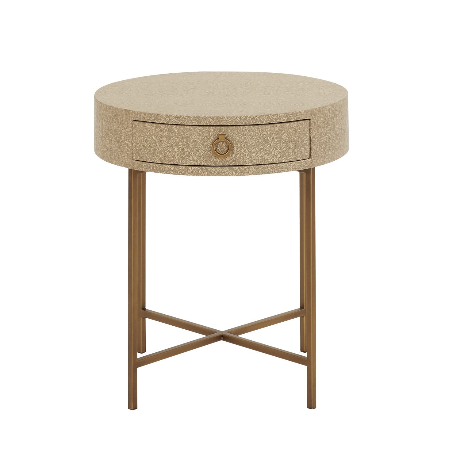 Richmond Circular Shagreen One Drawer Lamp Table - Image 7