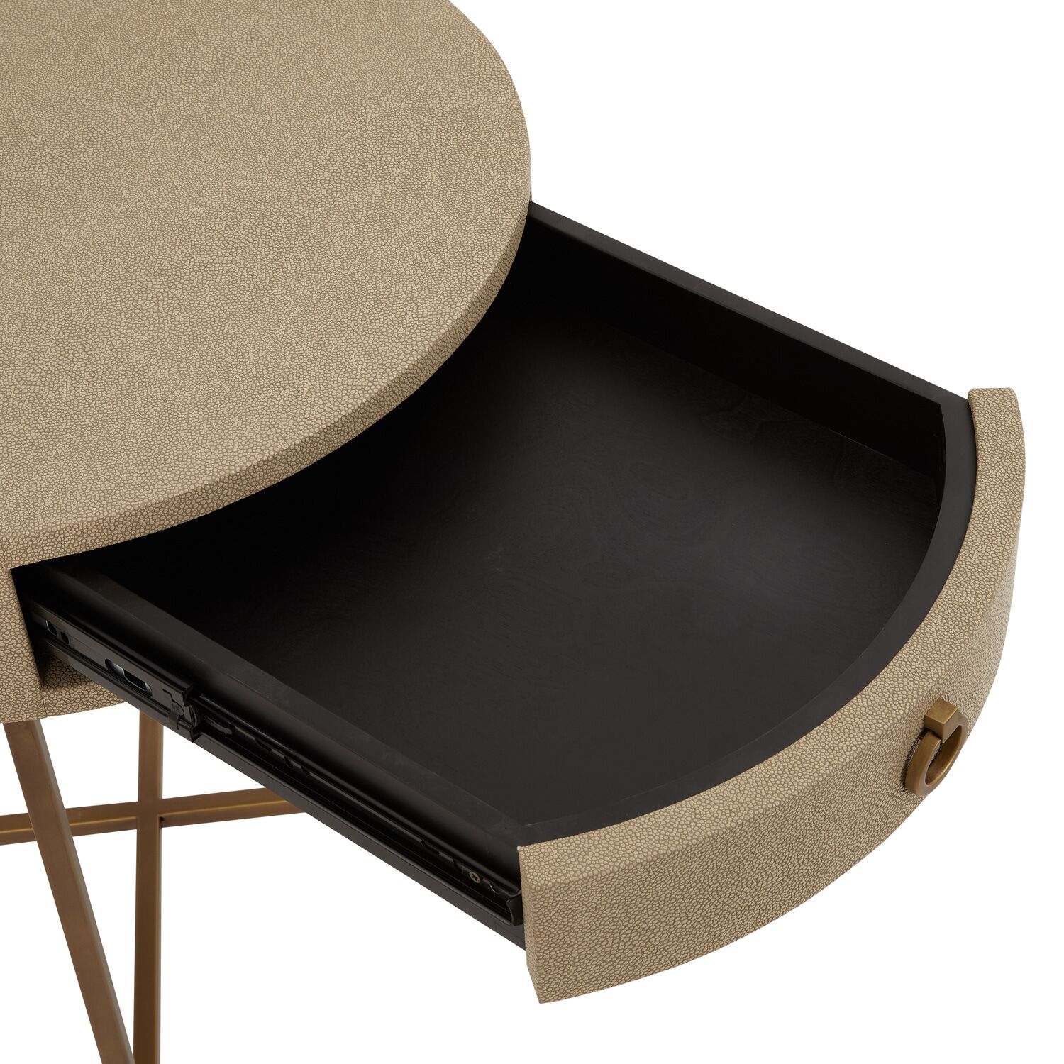 Richmond Circular Shagreen One Drawer Lamp Table - Image 9