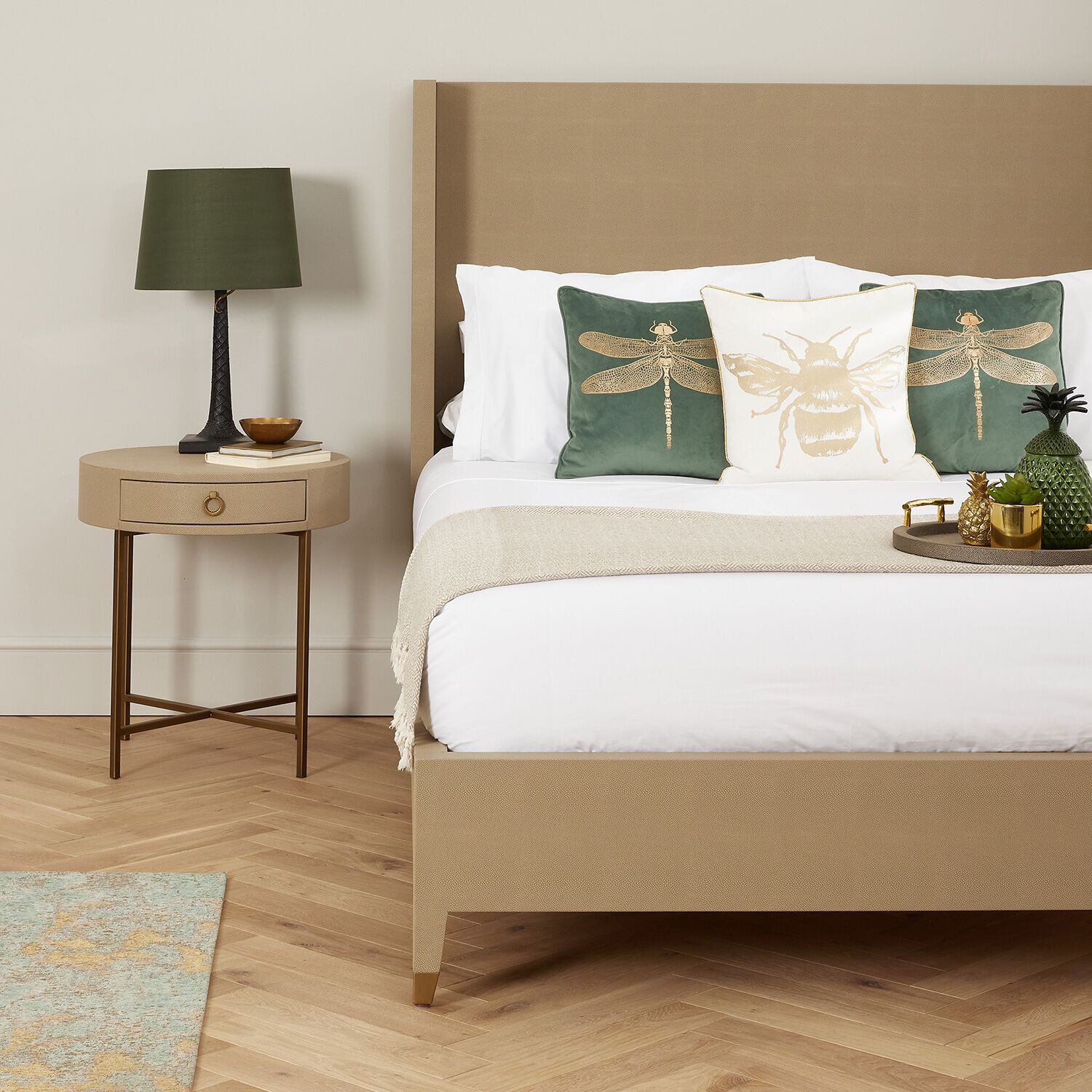 Richmond Circular Shagreen One Drawer Lamp Table - Image 5