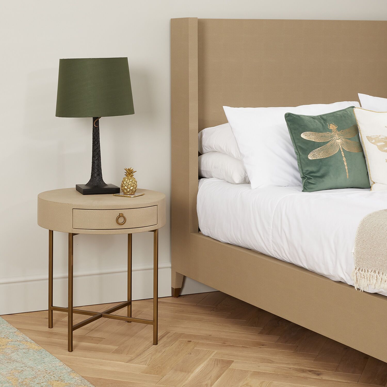 Richmond Circular Shagreen One Drawer Lamp Table - Image 4