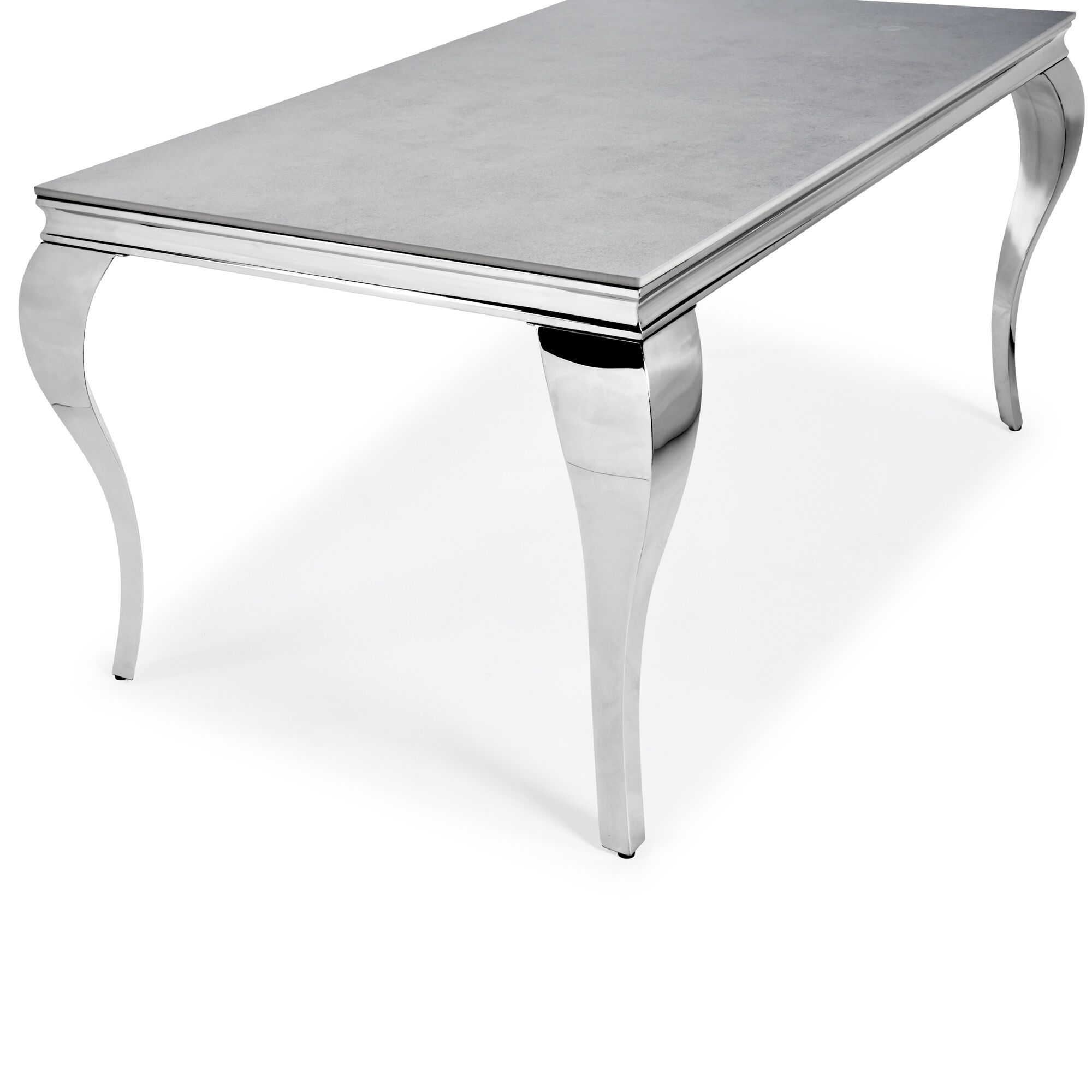 1.6m Louis Polished Stainless Steel Dining Table with Grey Ceramic Top - Image 3