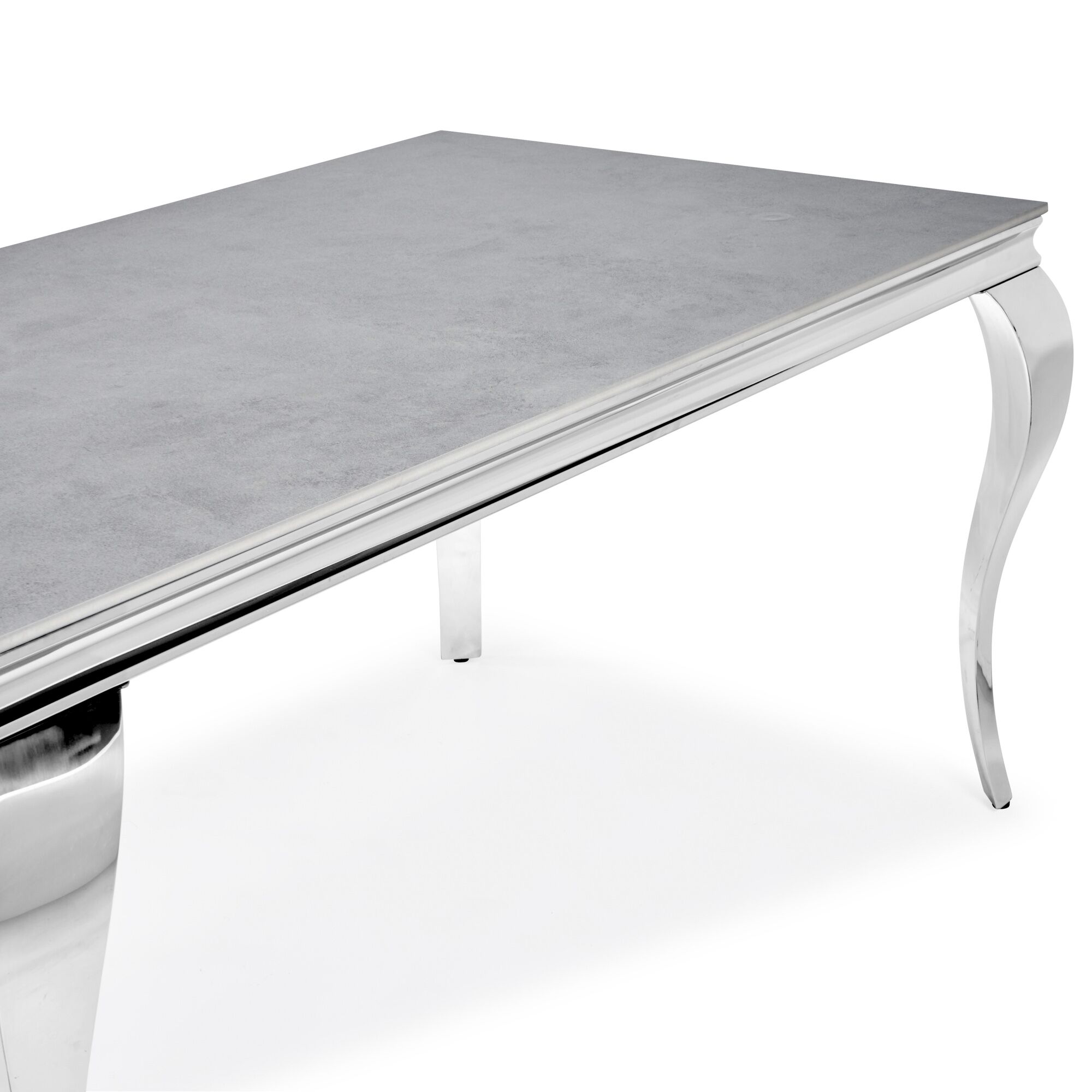 1.6m Louis Polished Stainless Steel Dining Table with Grey Ceramic Top - Image 4