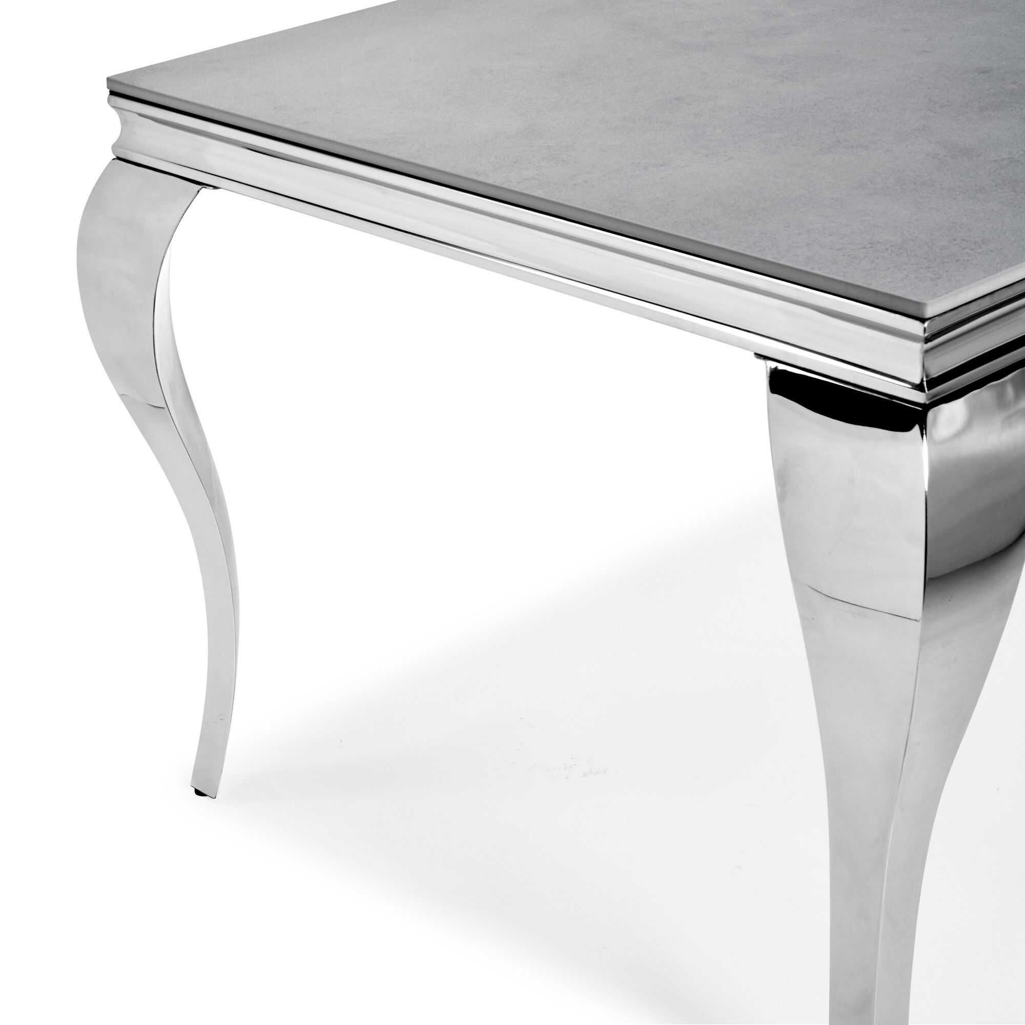 1.6m Louis Polished Stainless Steel Dining Table with Grey Ceramic Top - Image 5