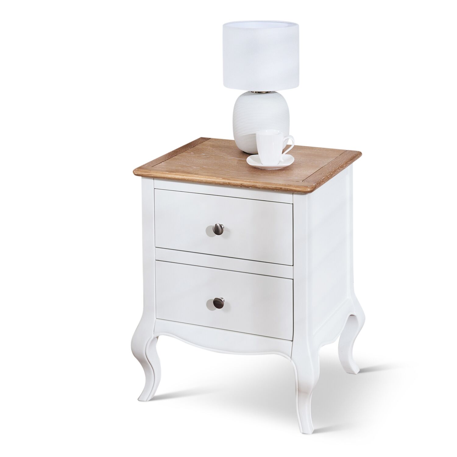 Lille French Chalk White Two Drawer Bedside Table - Image 3