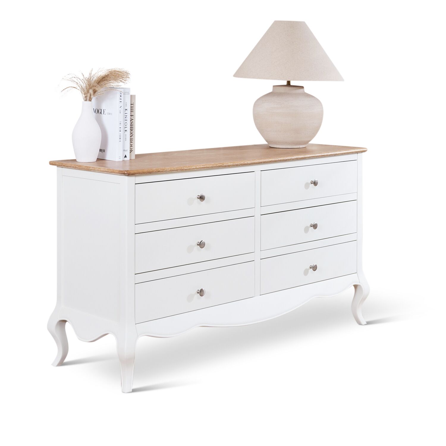 Lille French Chalk White 6 Drawer Wide Chest - Image 3