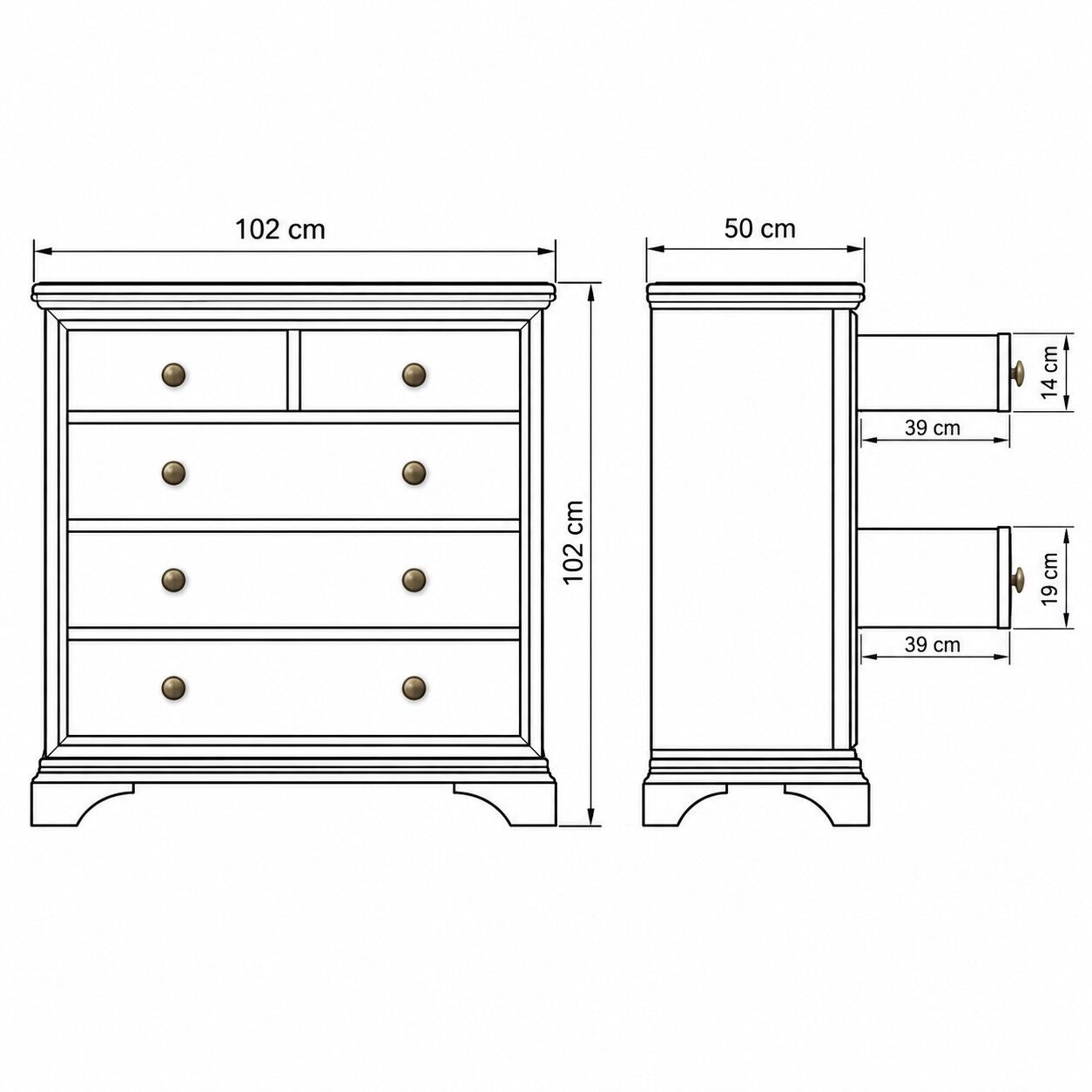 Hampton Mahogany 5 Drawer Chest of Drawers - Image 5