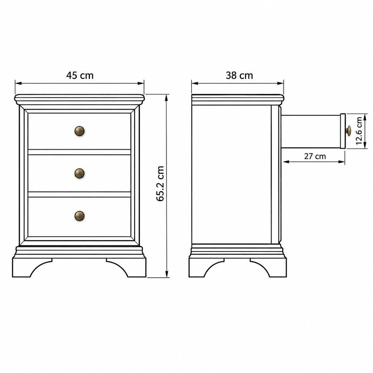 Hampton Mahogany 3 Drawer Bedside Table - Image 6