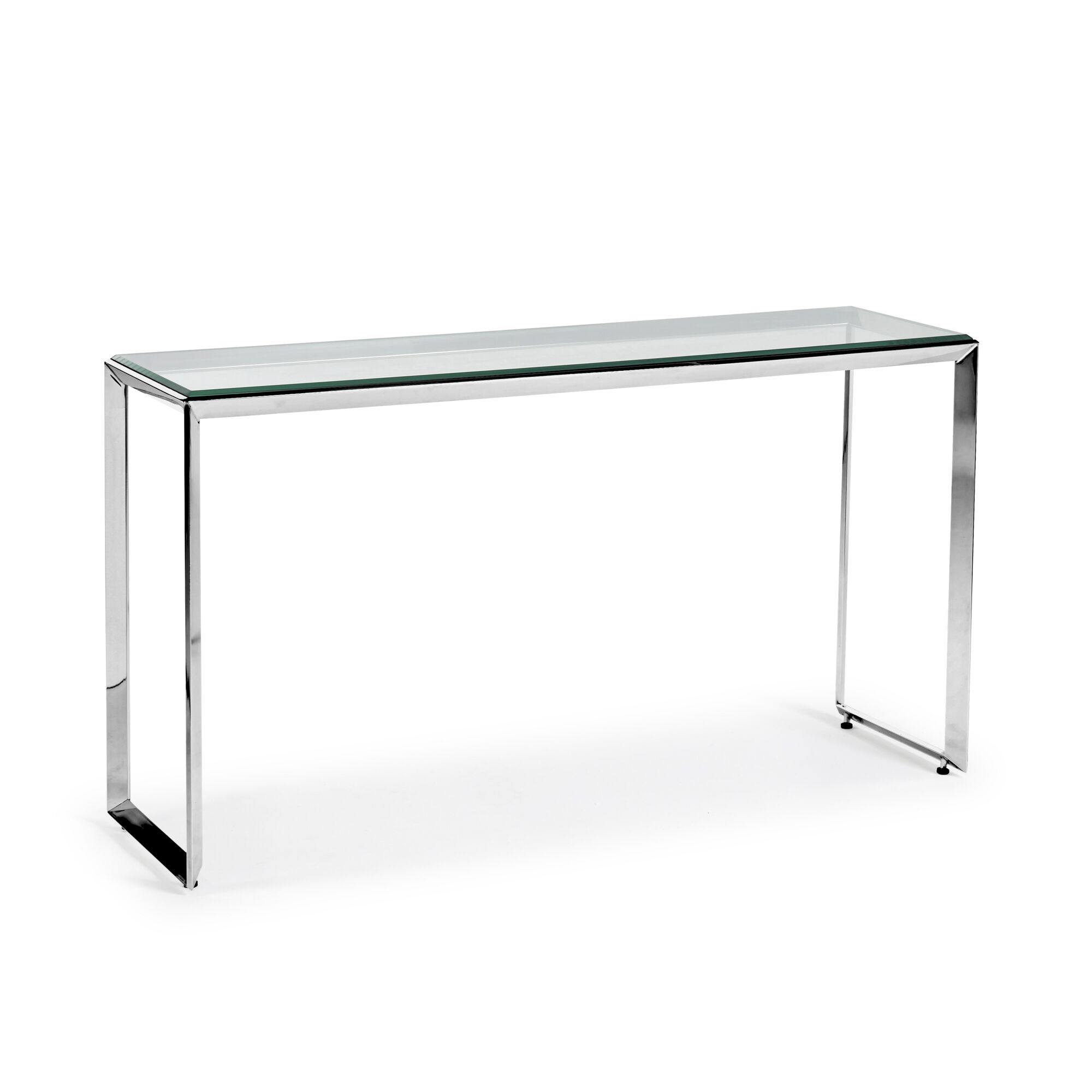 Small Glass Console Table With Polished Stainless Steel - Image 5