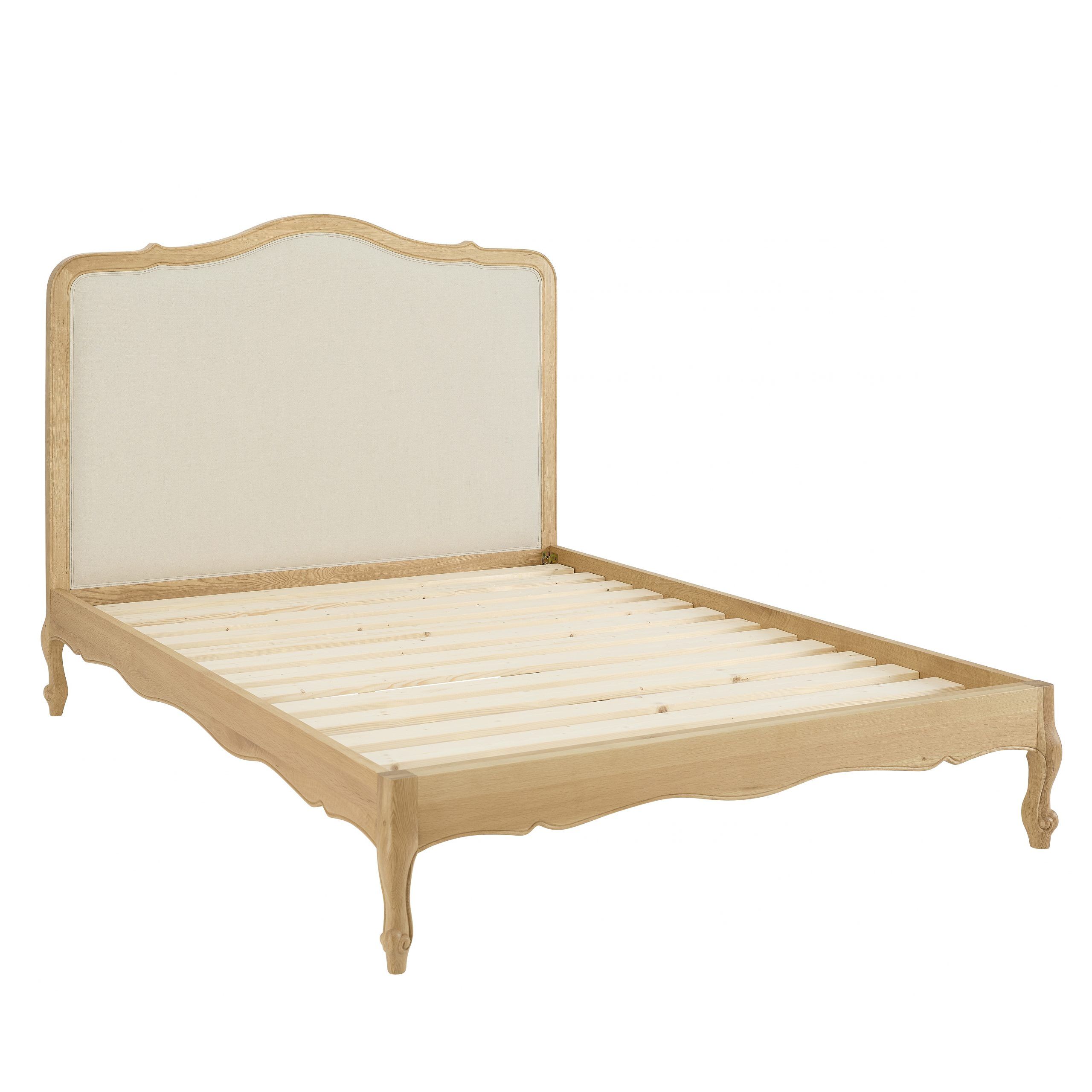 Clementine Natural Oak Upholstered Low Foot Board Bed – Super King - Image 4