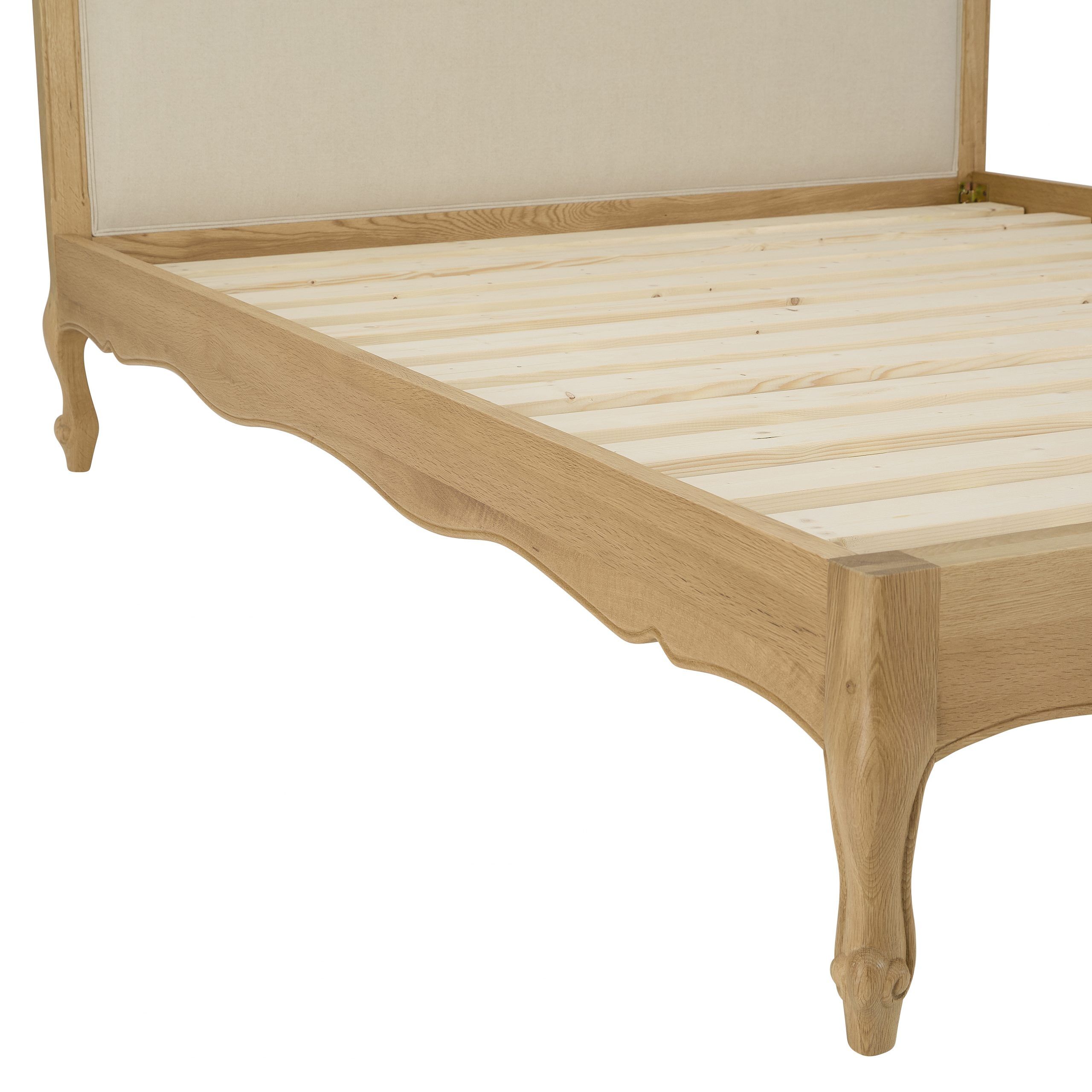 Clementine Natural Oak Upholstered Low Foot Board Bed – Super King - Image 6