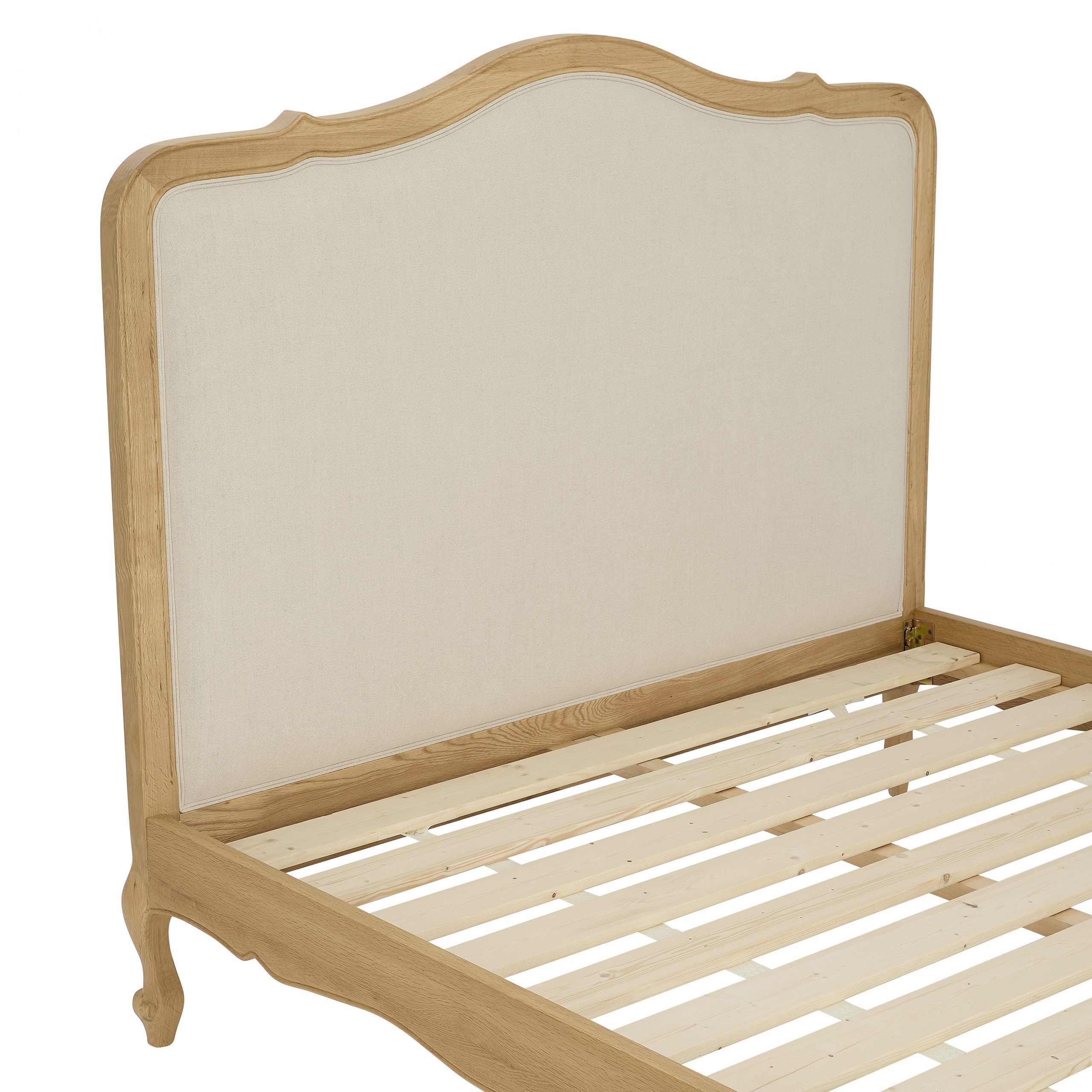 Clementine Natural Oak Upholstered Low Foot Board Bed – Super King - Image 8