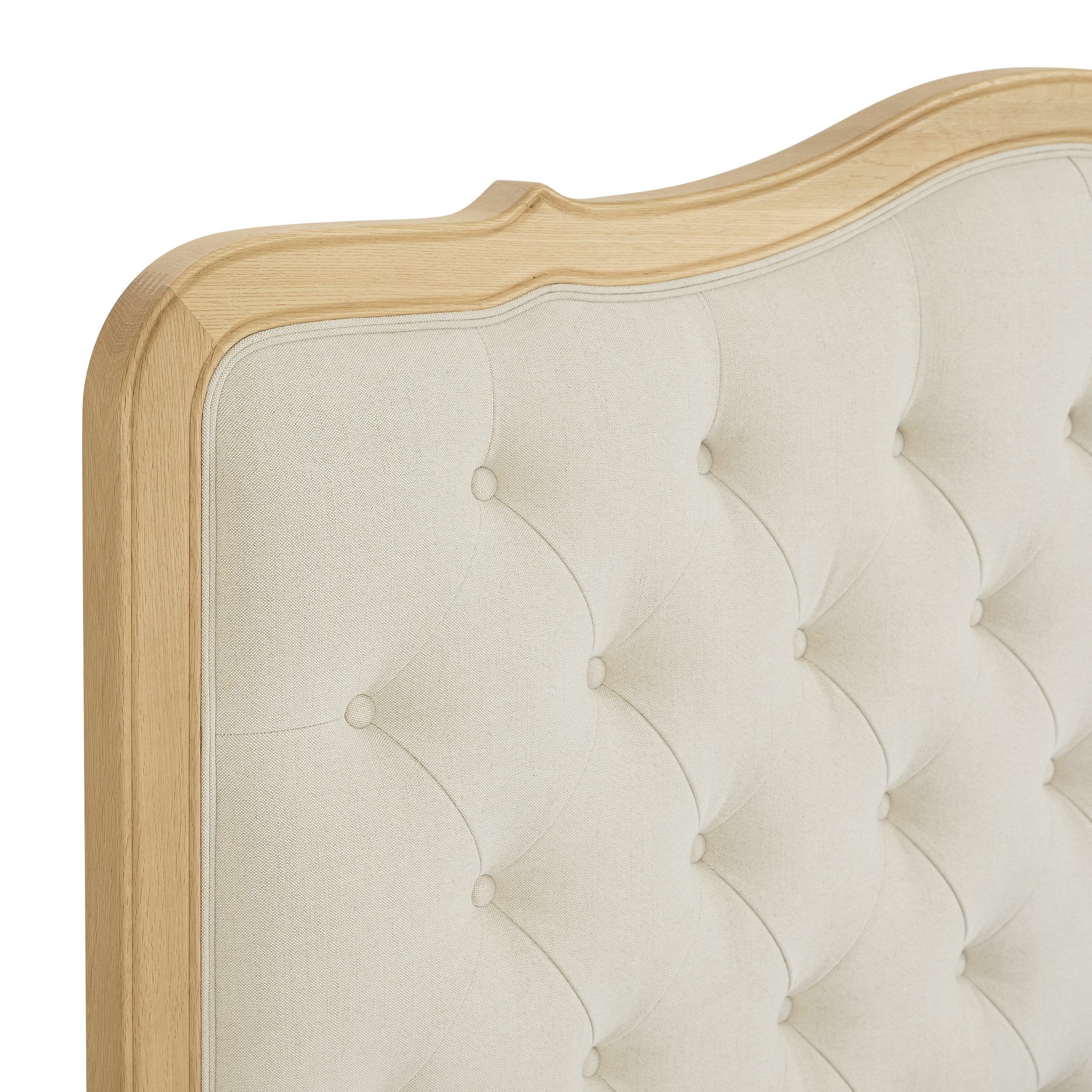 Eléa Natural Oak French Bed with Button Upholstered Headboard - King Size - Image 7
