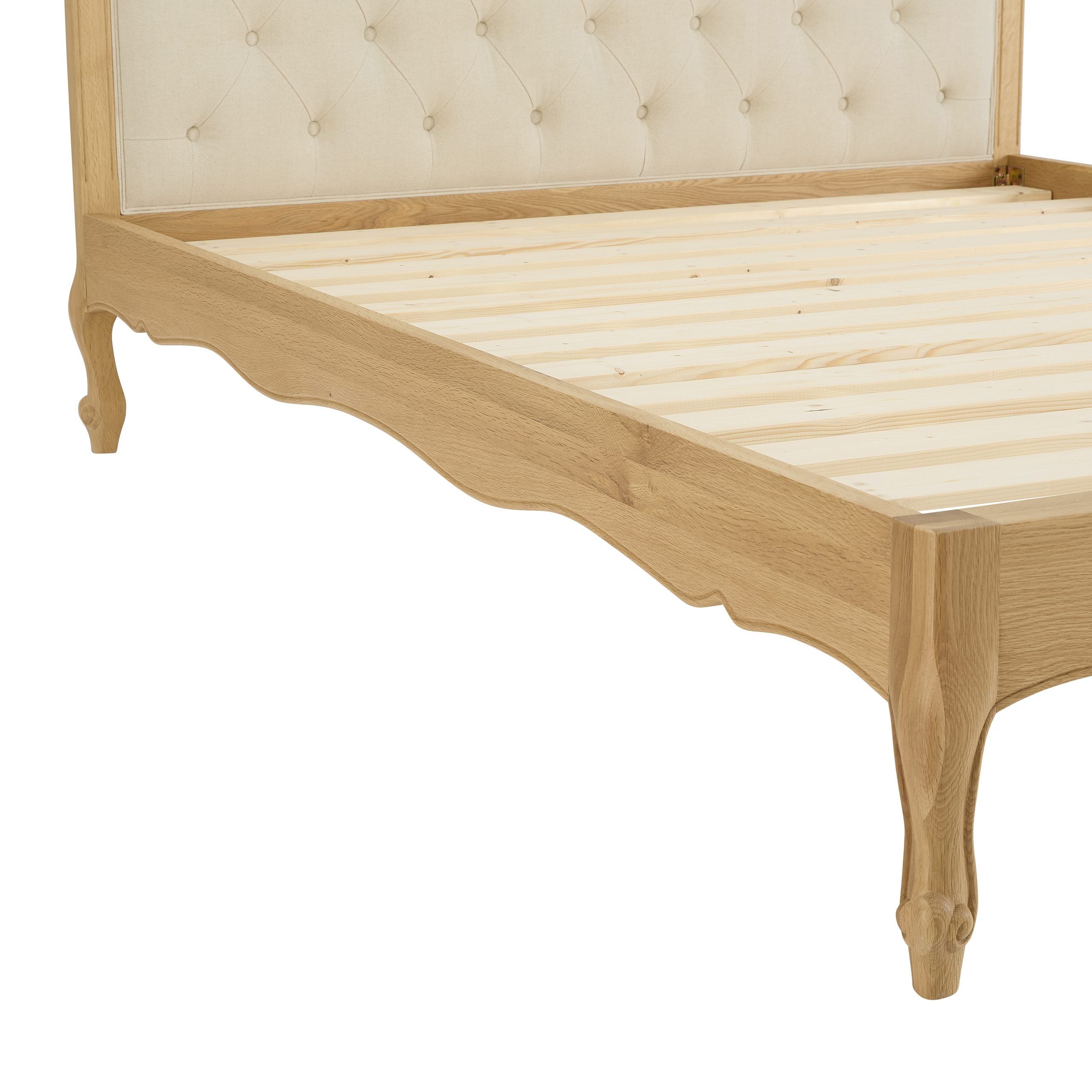 Eléa Natural Oak French Bed with Button Upholstered Headboard - King Size - Image 8