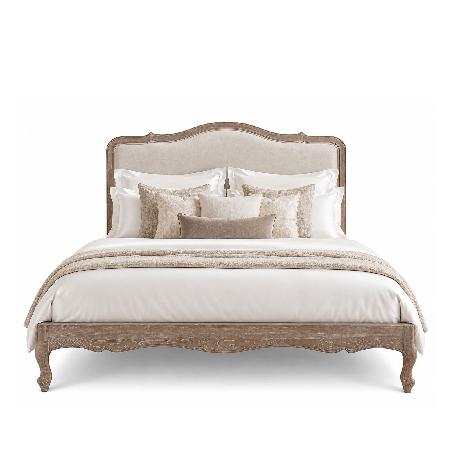 Eloise French Whitewash Ash Wood Super King Size Bed