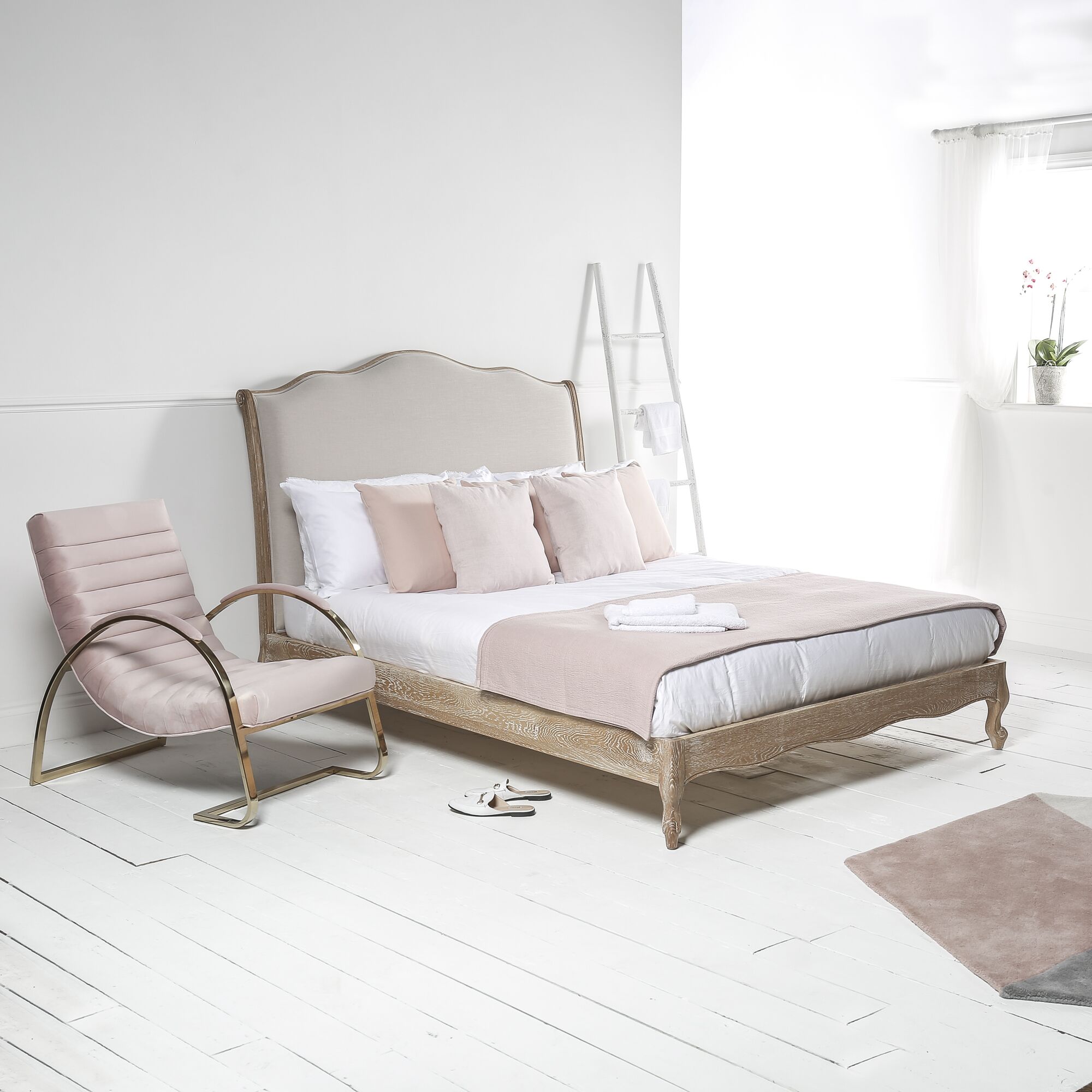 Camille French Limed Oak Low Super King Size Bed - Image 2