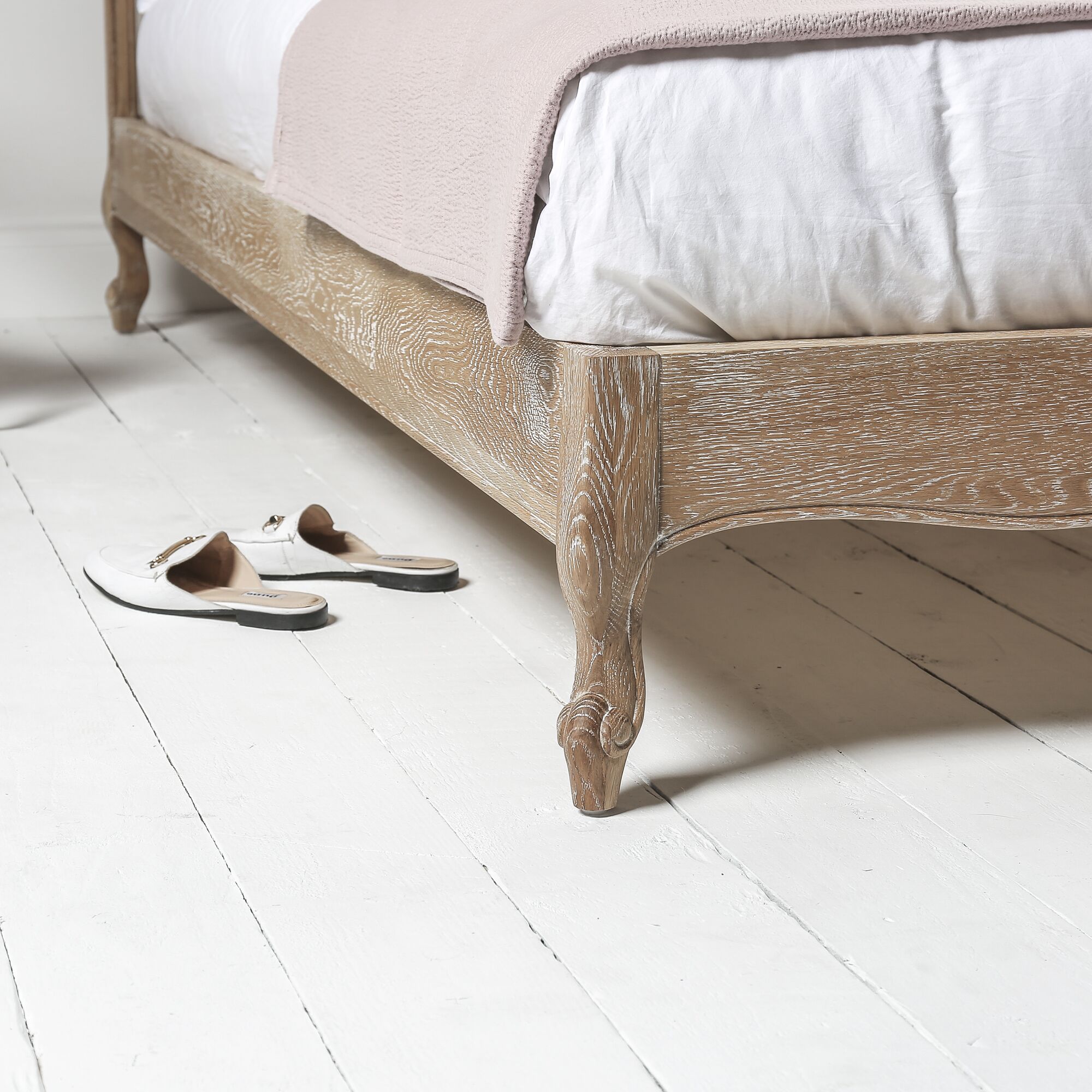 Camille French Limed Oak Low Super King Size Bed - Image 6
