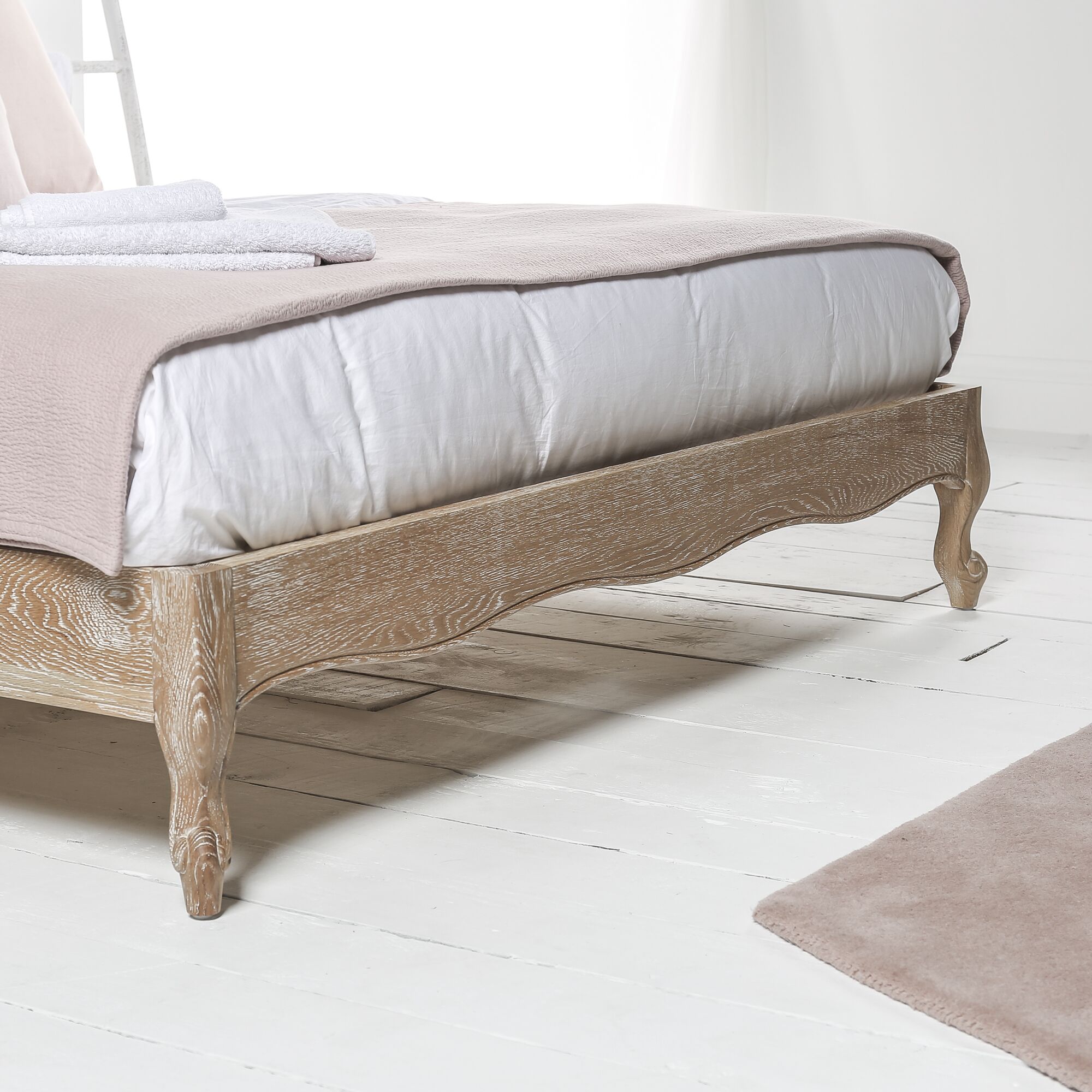 Camille French Limed Oak Low Super King Size Bed - Image 5