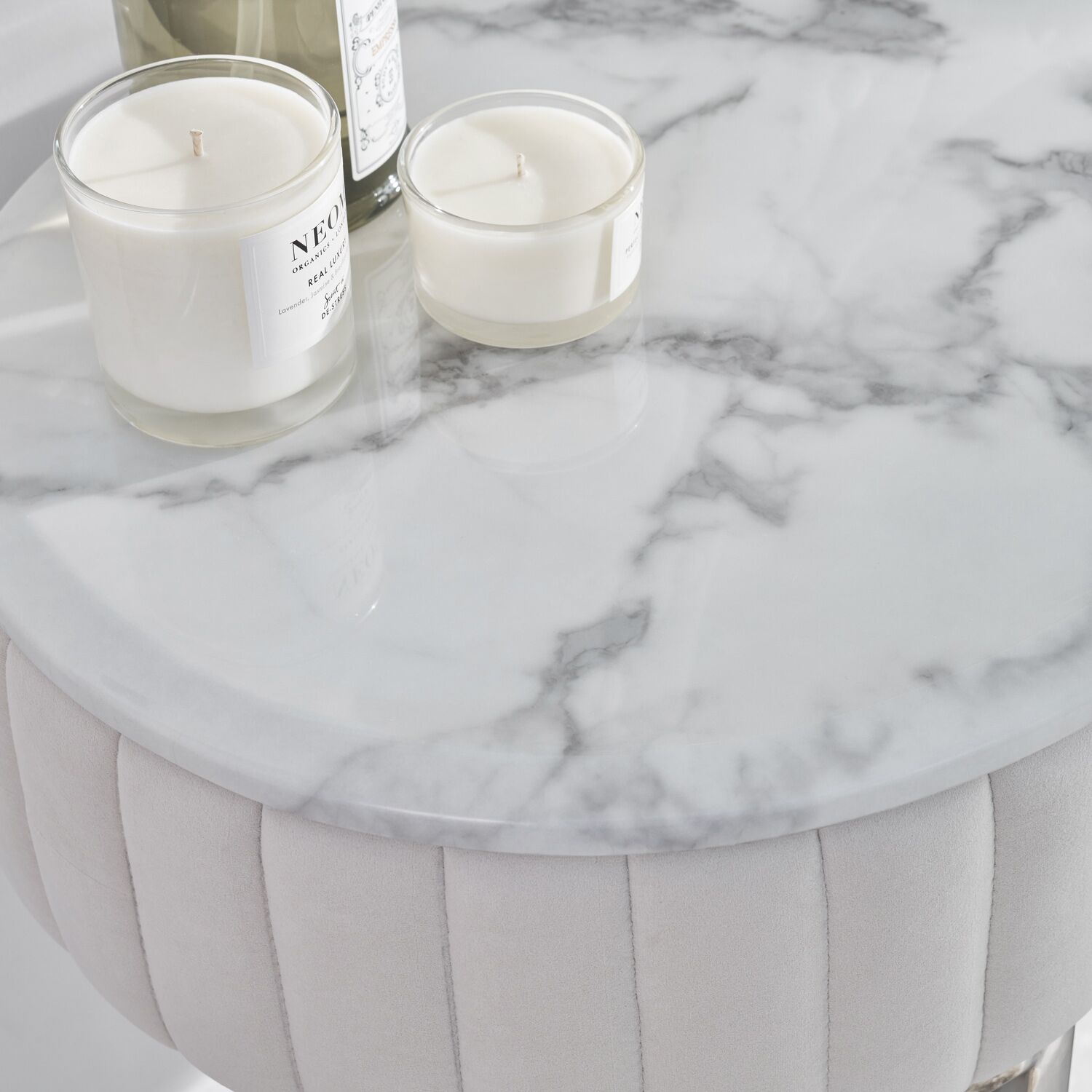 Italian Luxurious Polished Silver Framed Marble Dressing Table With Stool - Image 2