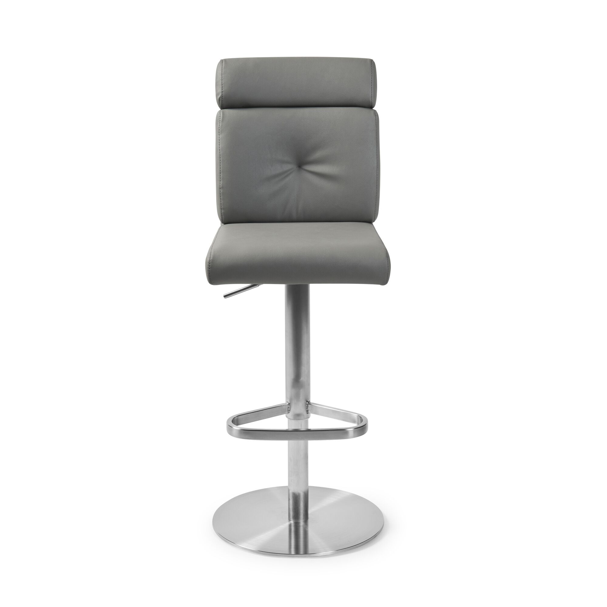 Portland Brushed Steel Gas Lift Kitchen Stool in Grey Faux Leather - Image 8