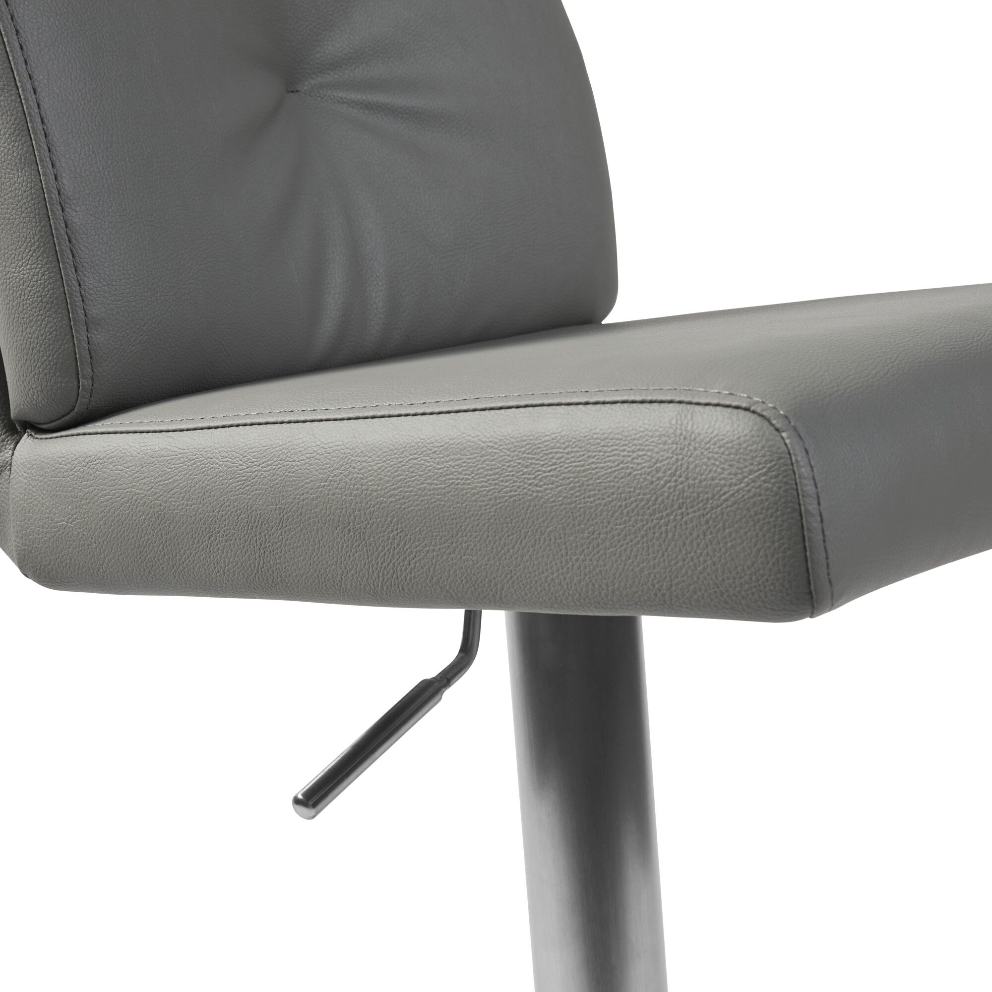 Portland Brushed Steel Gas Lift Kitchen Stool in Grey Faux Leather - Image 15